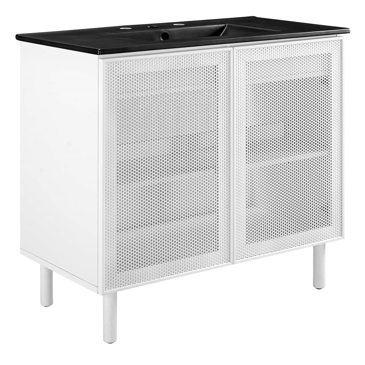 EEI-6680-BLK-WHI 36 in. Calla Perforated Metal Bathroom Vanity, Black & White -  Modway Furniture