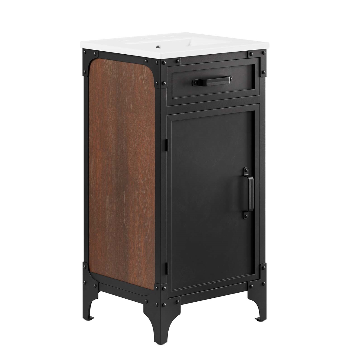 EEI-6411-WHI-BLK 18 in. Steamforge Bathroom Vanity, White & Black