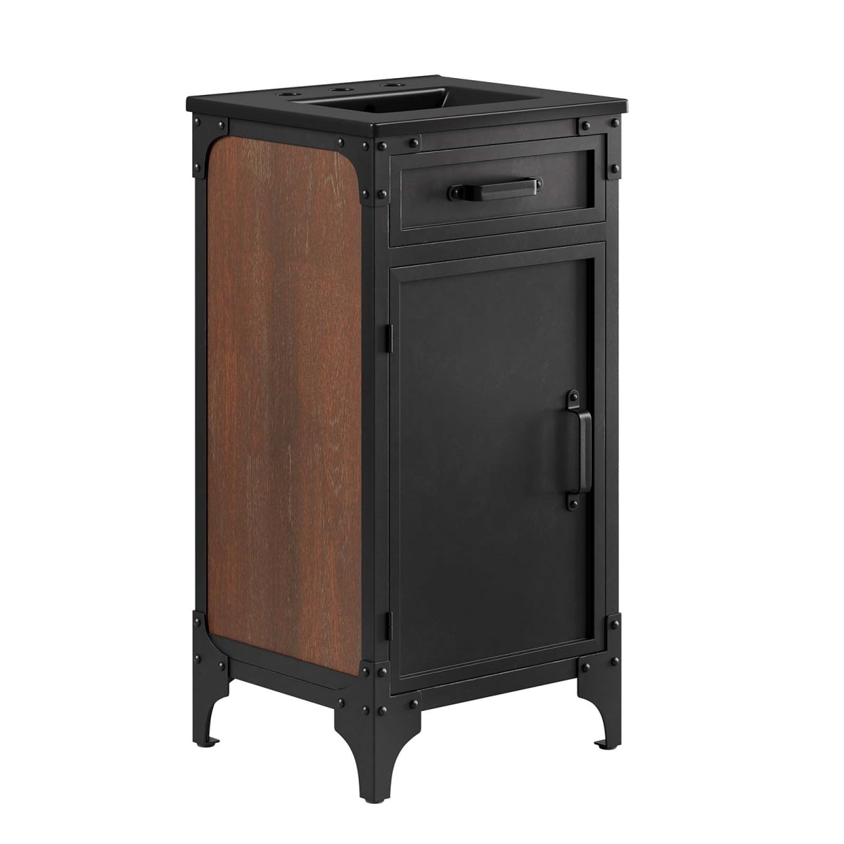 EEI-6412-BLK-BLK 18 in. Steamforge Bathroom Vanity, Black