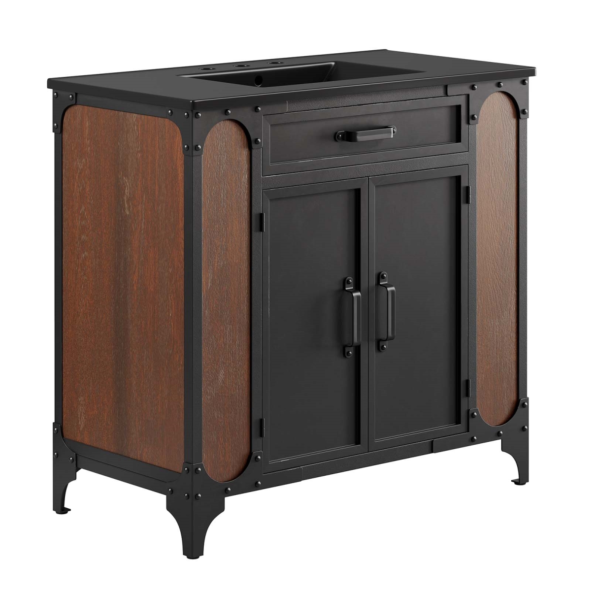 EEI-6418-BLK-BLK 36 in. Steamforge Bathroom Vanity, Black