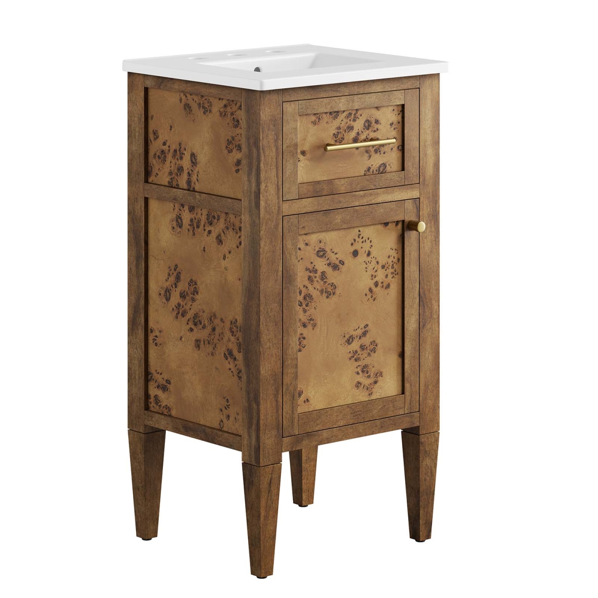 EEI-6436-WHI-BRN 18 in. Elysian Wood Bathroom Vanity, White & Brown