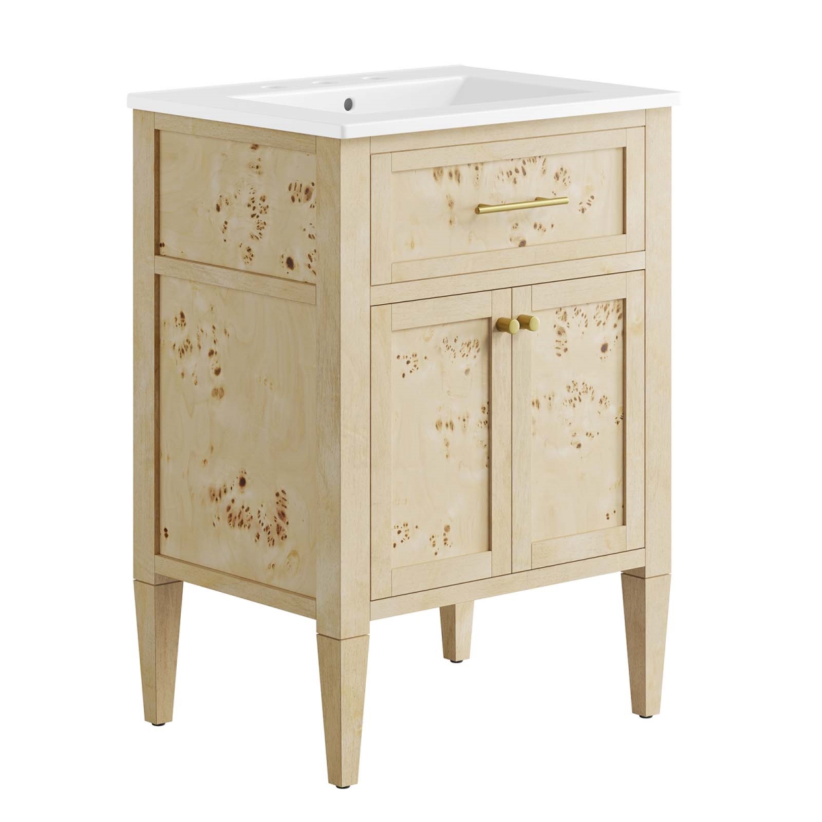 EEI-6439-WHI-BUR 24 in. Elysian Wood Bathroom Vanity, White & Burl