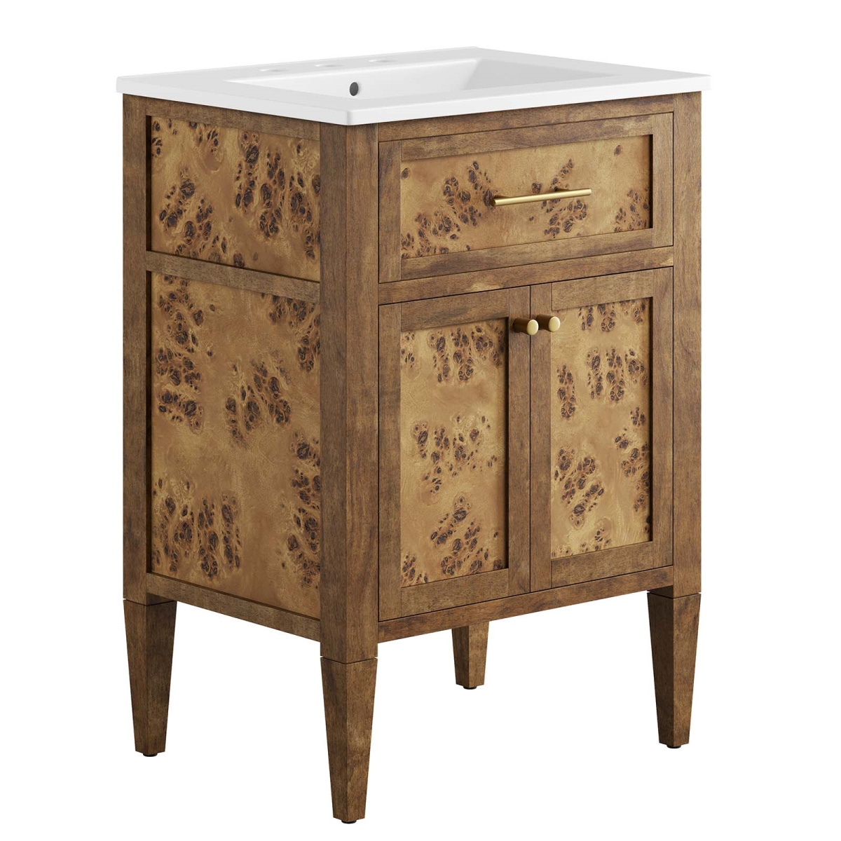 EEI-6440-WHI-BRN 24 in. Elysian Wood Bathroom Vanity, White & Brown