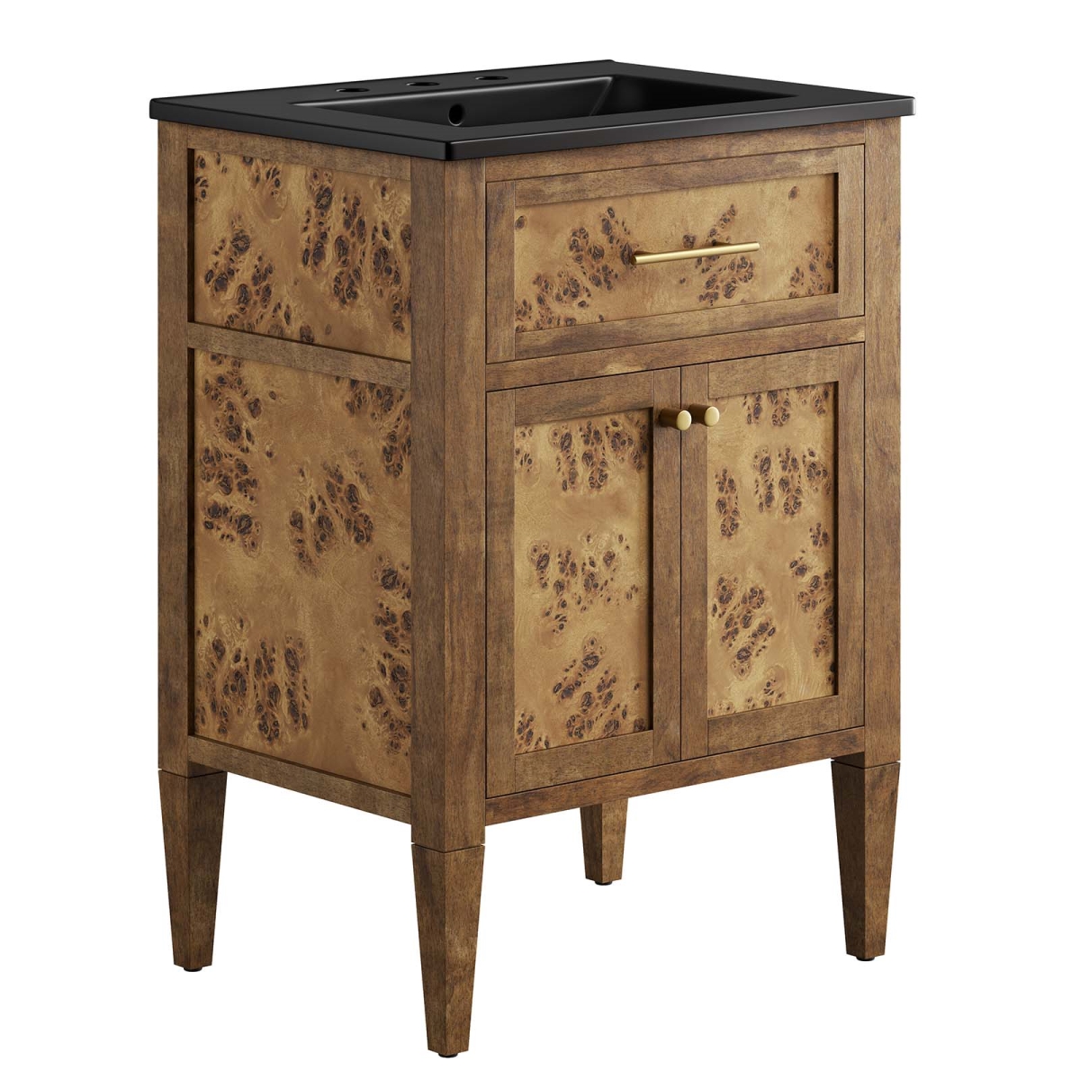 EEI-6442-BLK-BRN 24 in. Elysian Wood Bathroom Vanity, Black & Brown