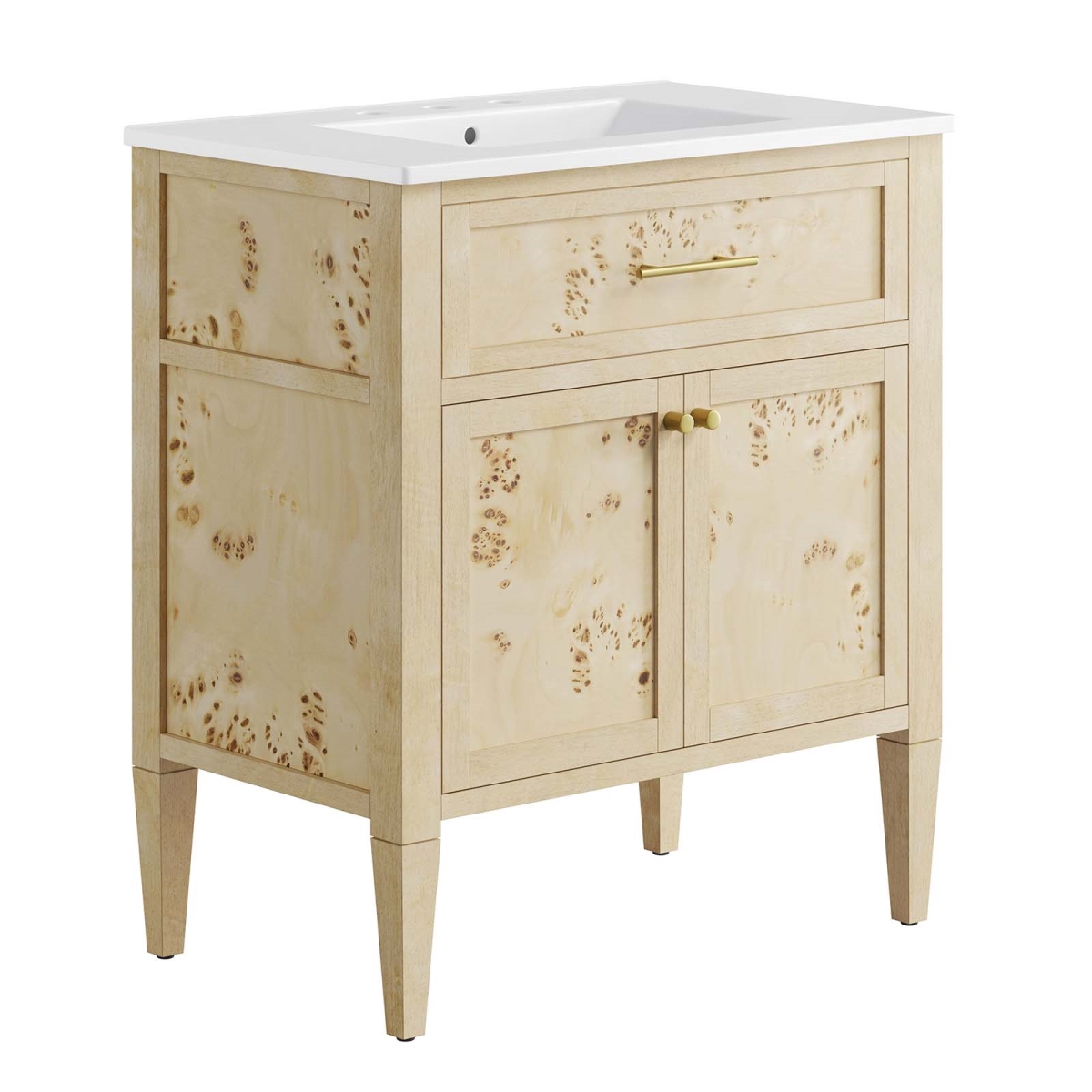 EEI-6443-WHI-BUR 30 in. Elysian Wood Bathroom Vanity, White & Burl