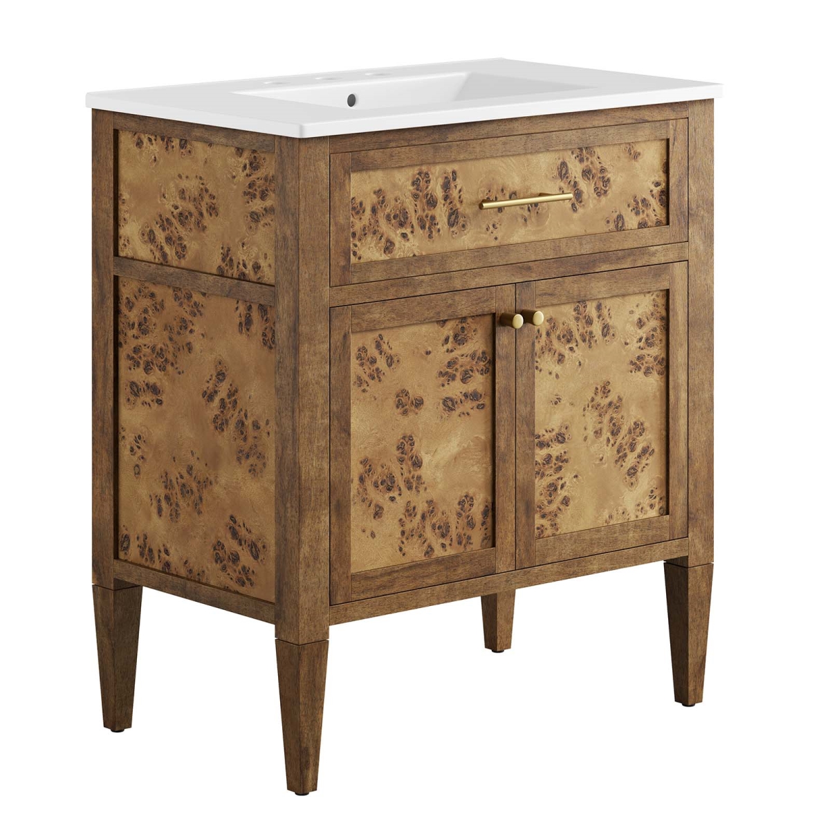 EEI-6444-WHI-BRN 30 in. Elysian Wood Bathroom Vanity, White & Brown