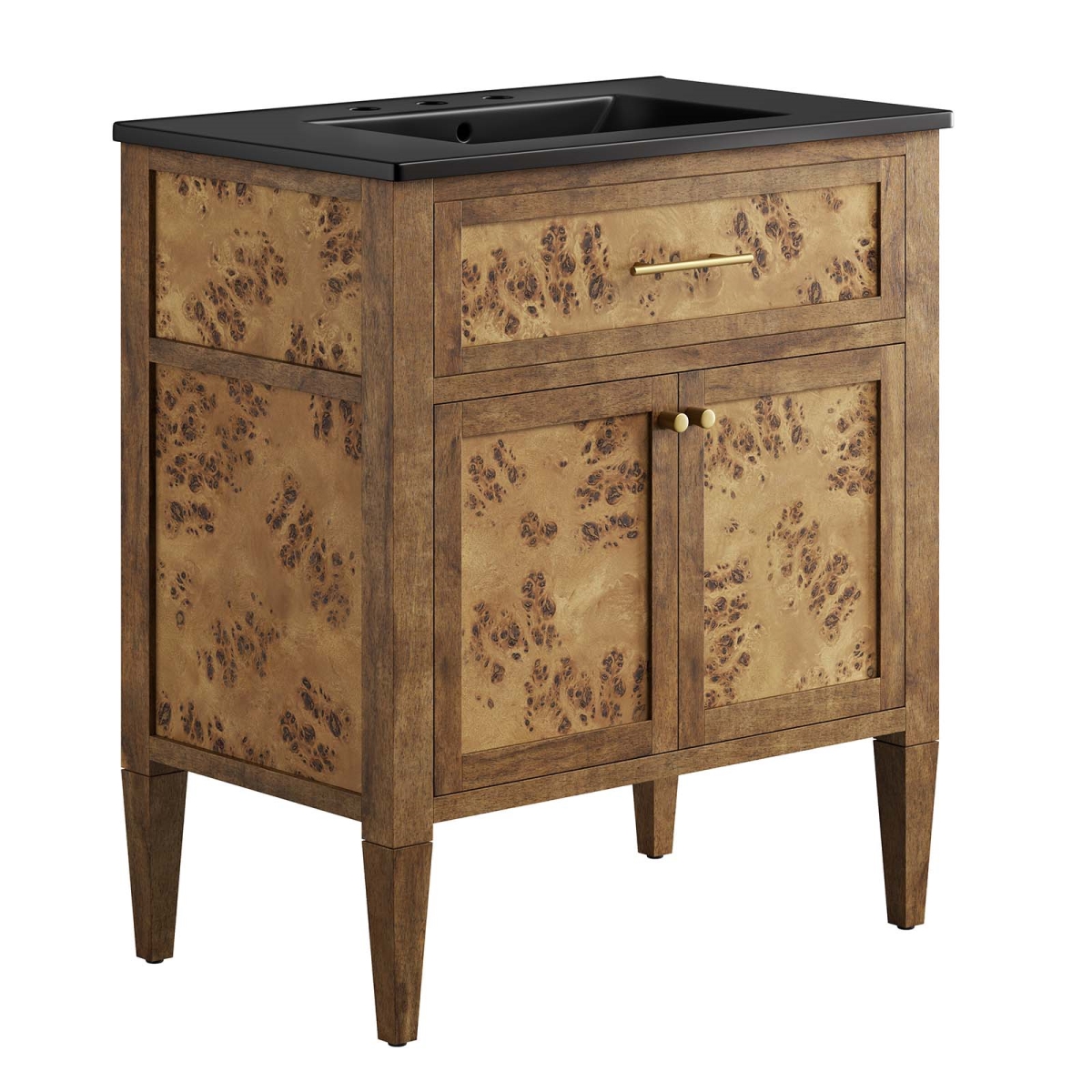 EEI-6446-BLK-BRN 30 in. Elysian Wood Bathroom Vanity, Black & Brown