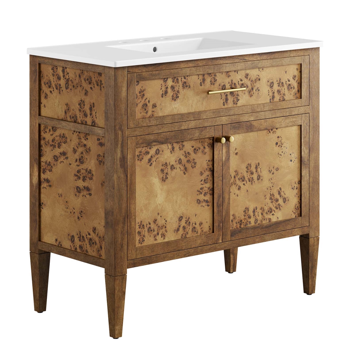 EEI-6448-WHI-BRN 36 in. Elysian Wood Bathroom Vanity, White & Brown
