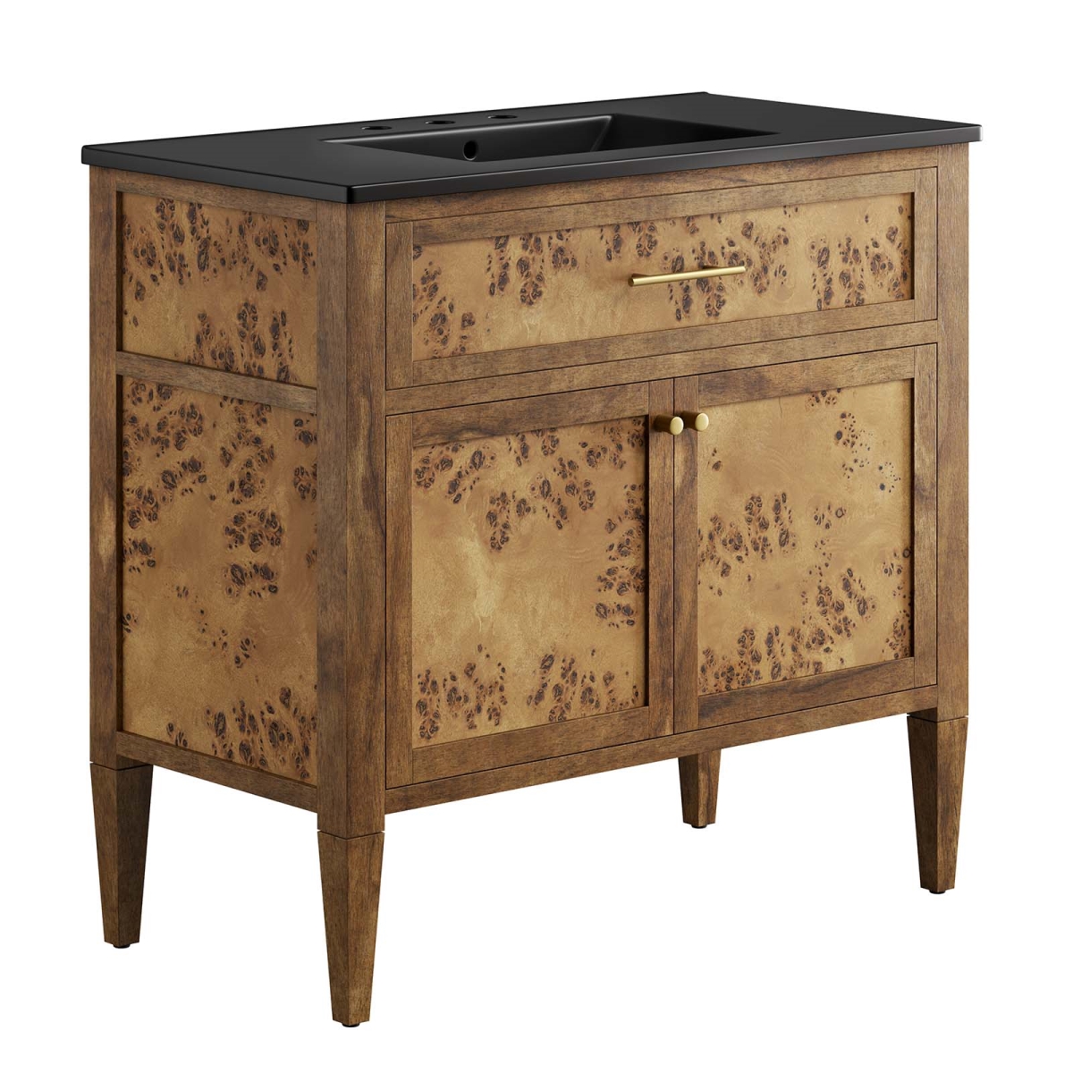EEI-6450-BLK-BRN 36 in. Elysian Wood Bathroom Vanity, Black & Brown