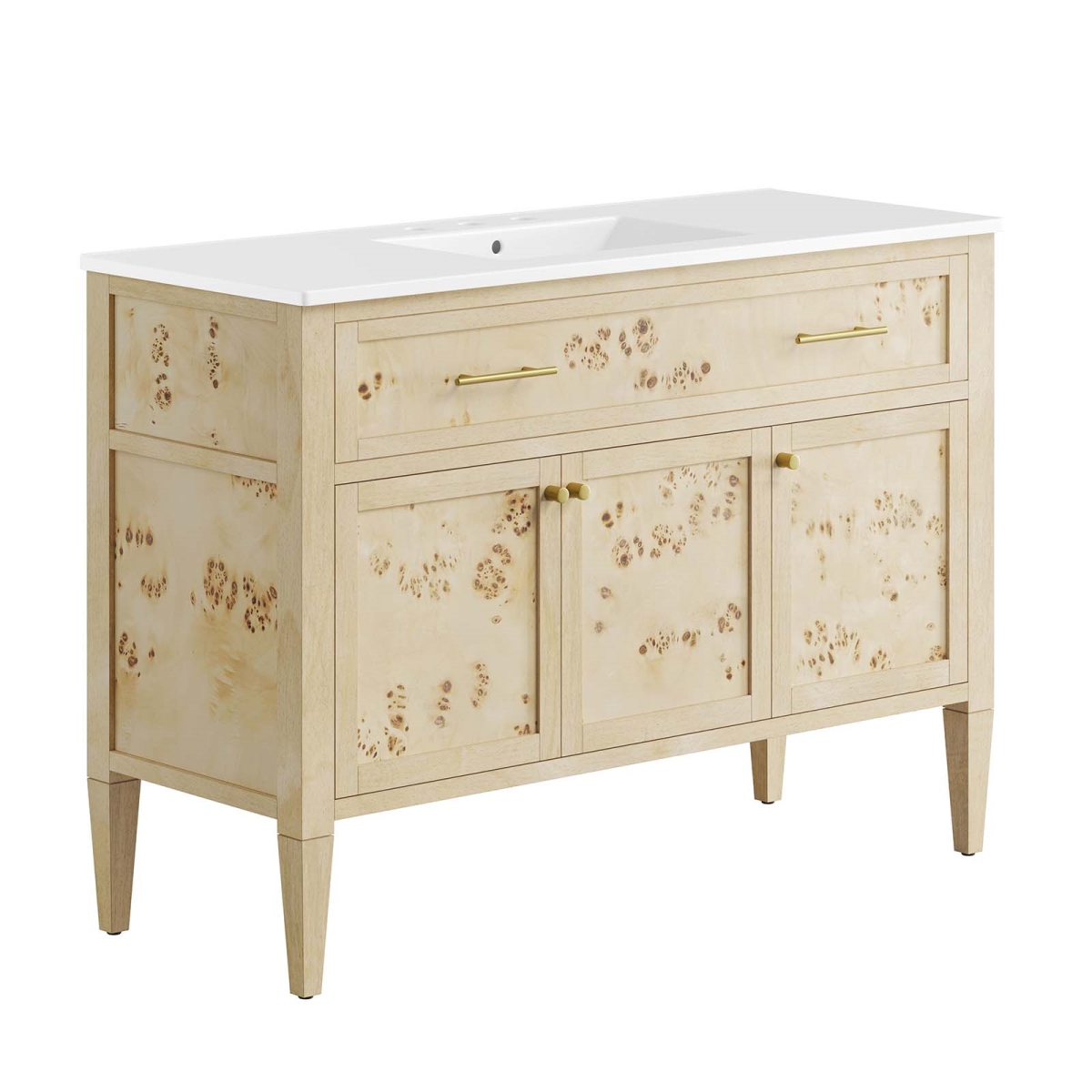 EEI-6451-WHI-BUR 48 in. Elysian Wood Single Sink Bathroom Vanity, White & Burl