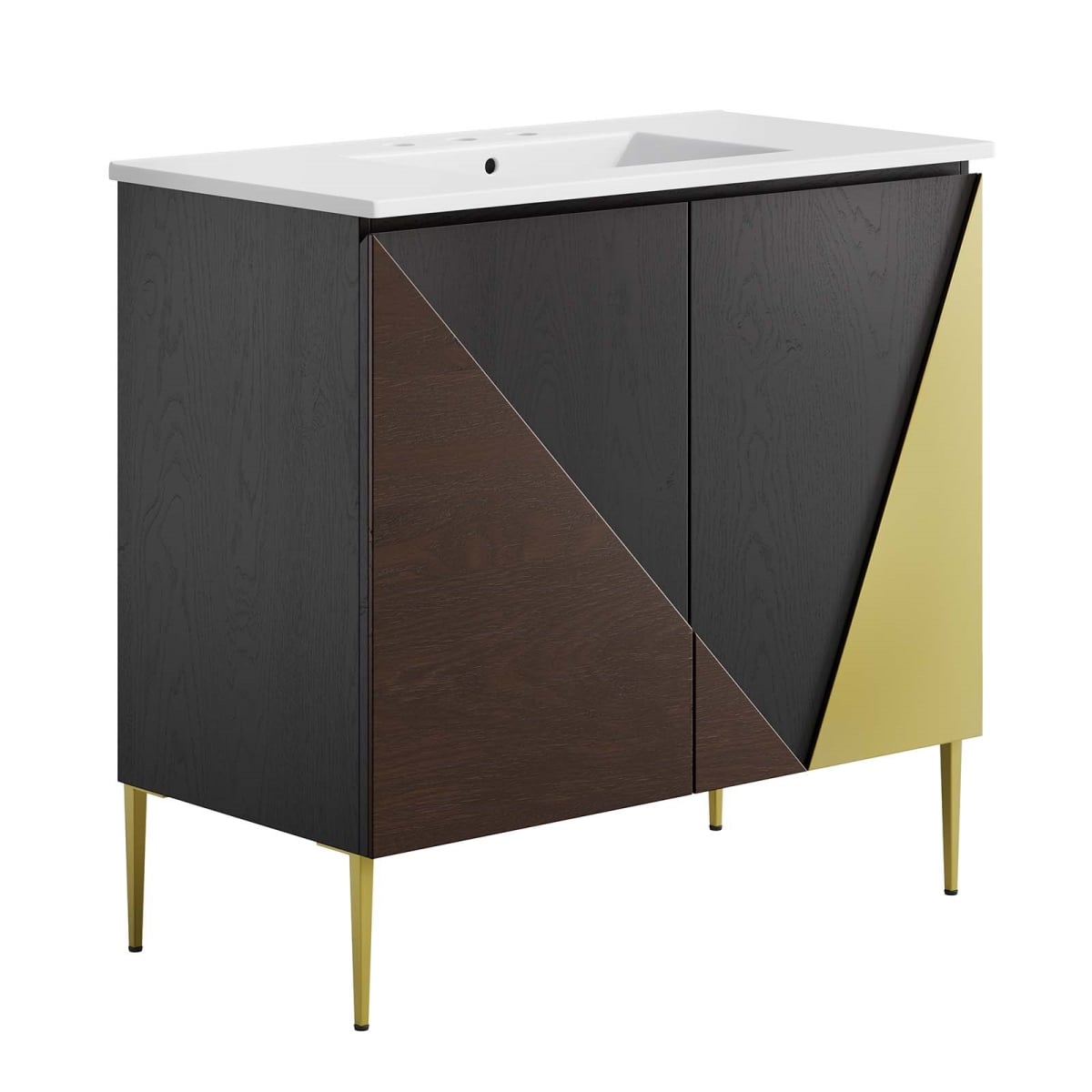 EEI-6464-WHI-BLK 36 in. Alchemist Bathroom Vanity, White & Black