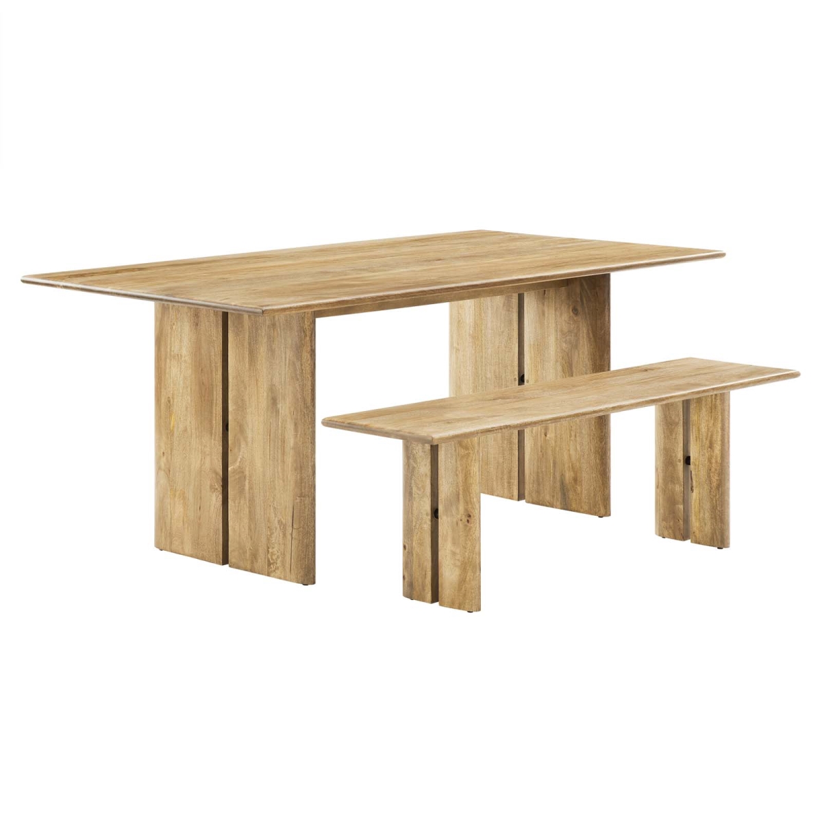 EEI-6559-OAK 72 in. Amistad Wood Dining Table & Bench Set, Oak