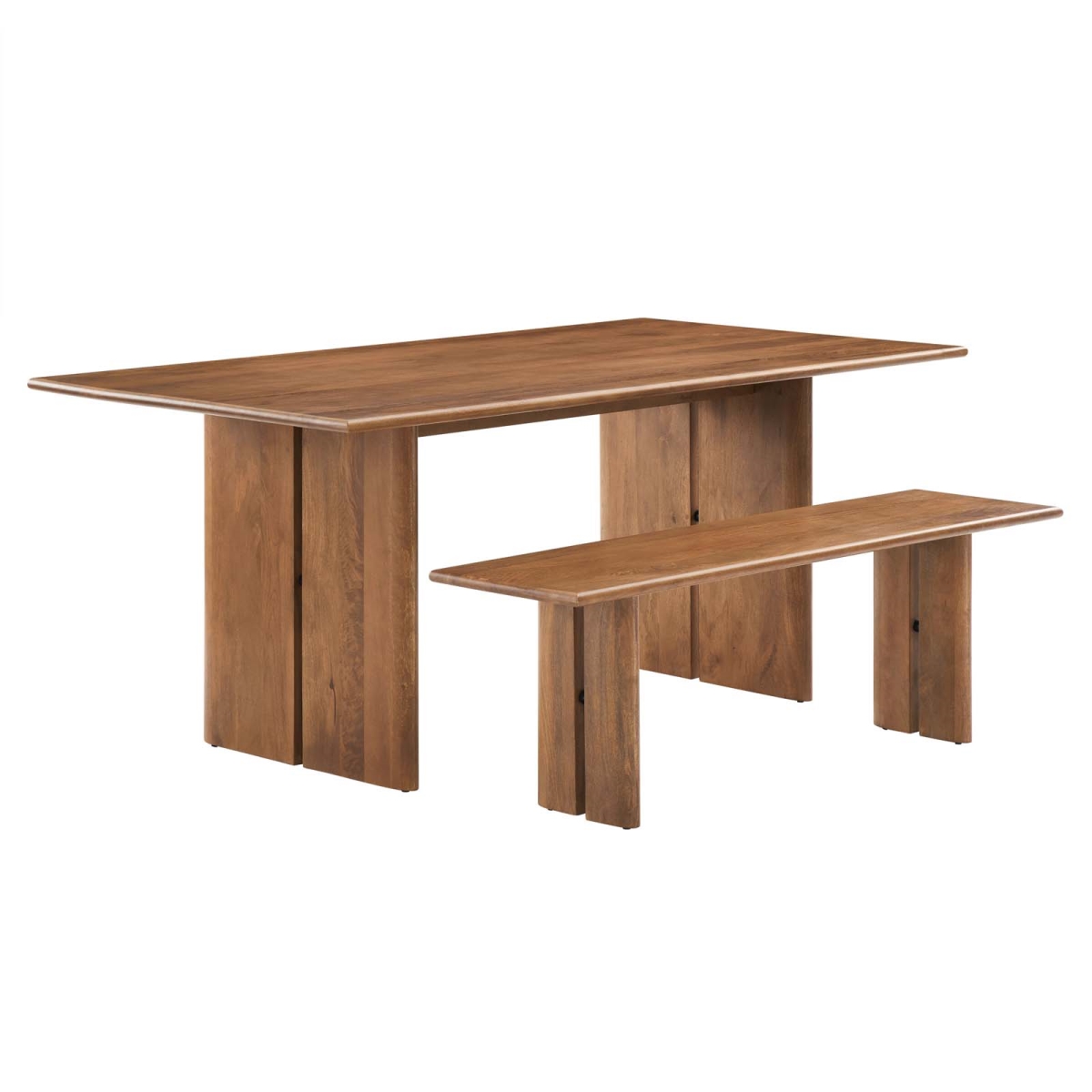EEI-6559-WAL 72 in. Amistad Wood Dining Table & Bench Set, Walnut