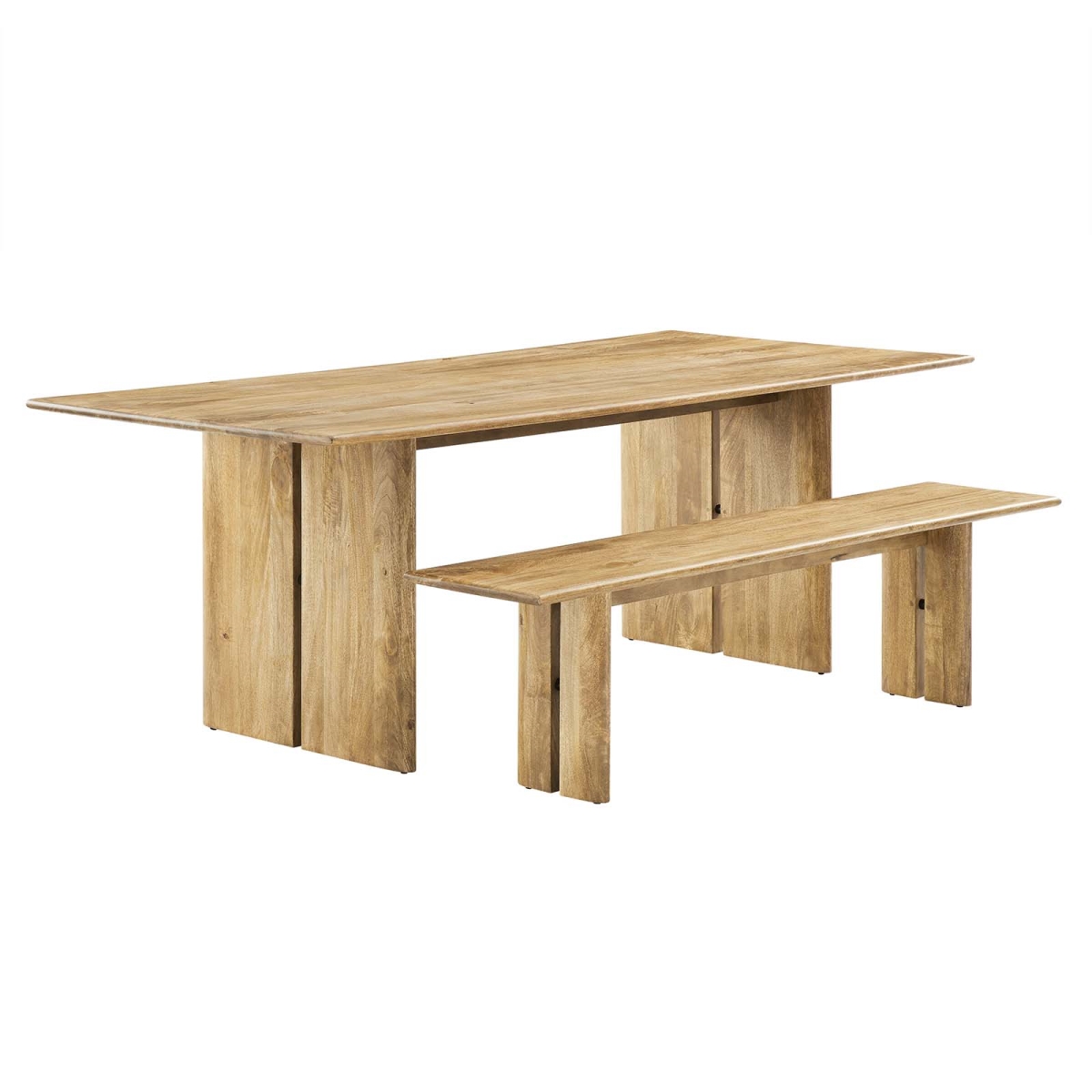 EEI-6560-OAK 86 in. Amistad Wood Dining Table & Bench Set, Oak