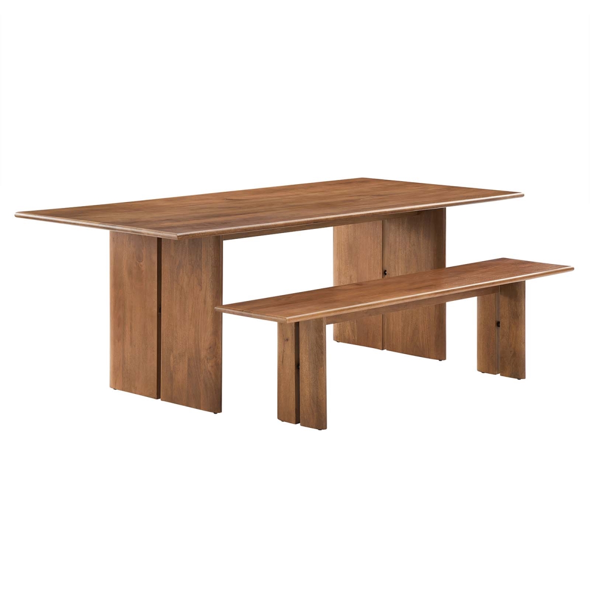 EEI-6560-WAL 86 in. Amistad Wood Dining Table & Bench Set, Walnut