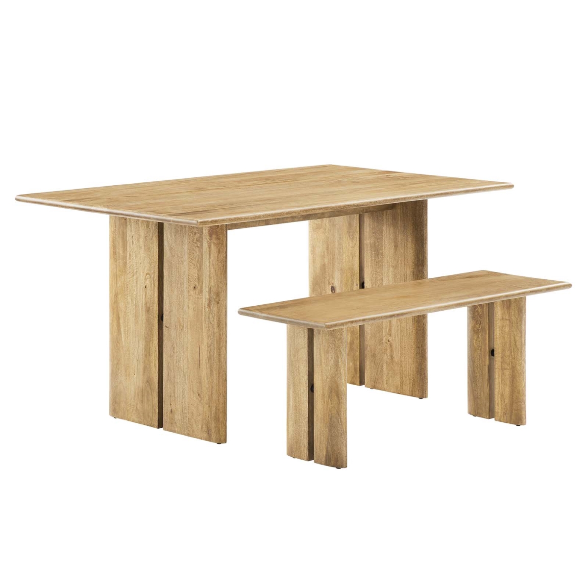 EEI-6690-OAK 60 in. Amistad Wood Dining Table & Bench Set, Oak