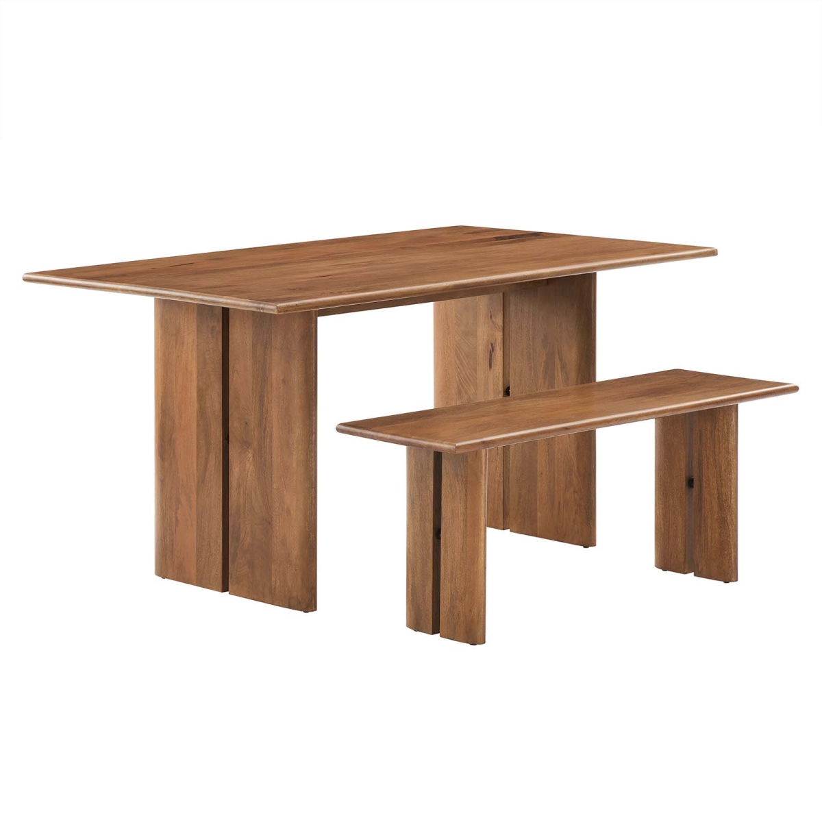 EEI-6690-WAL 60 in. Amistad Wood Dining Table & Bench Set, Walnut