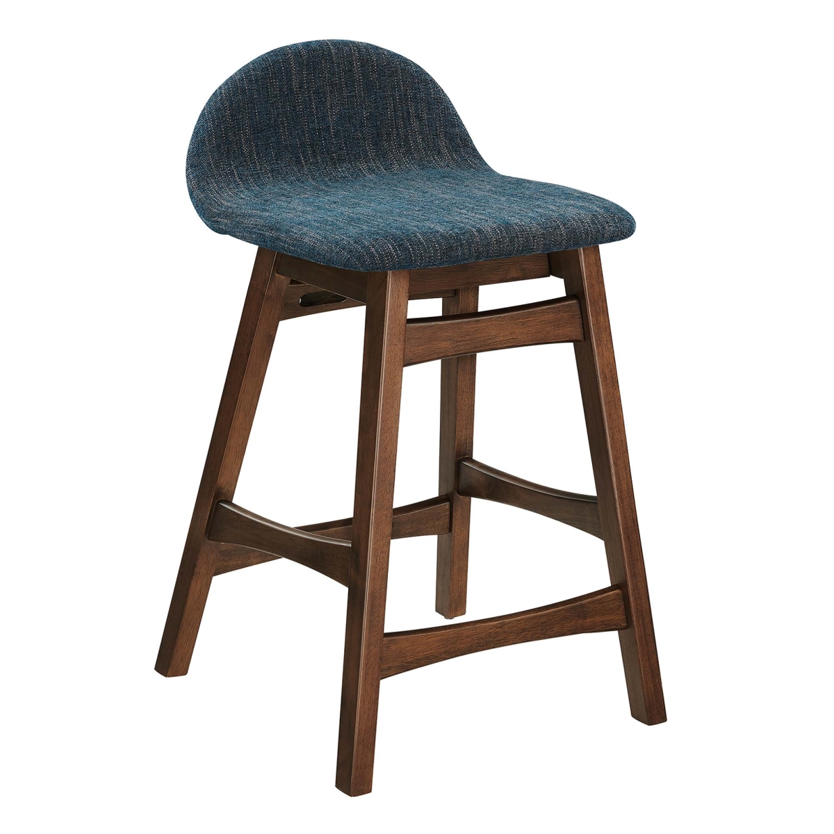 EEI-6555-HEA Juno Heathered Fabric Wood Counter Stool, Navy Fabric - Set of 2