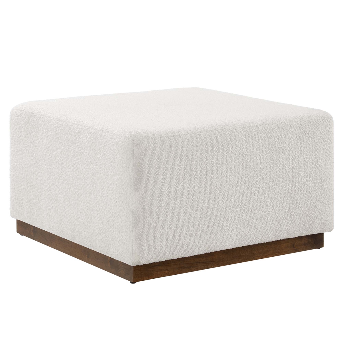 EEI-6644-CLO-WAL 28 in. Tilden Square Boucle Upholstered Ottoman, Cloud Walnut - Large