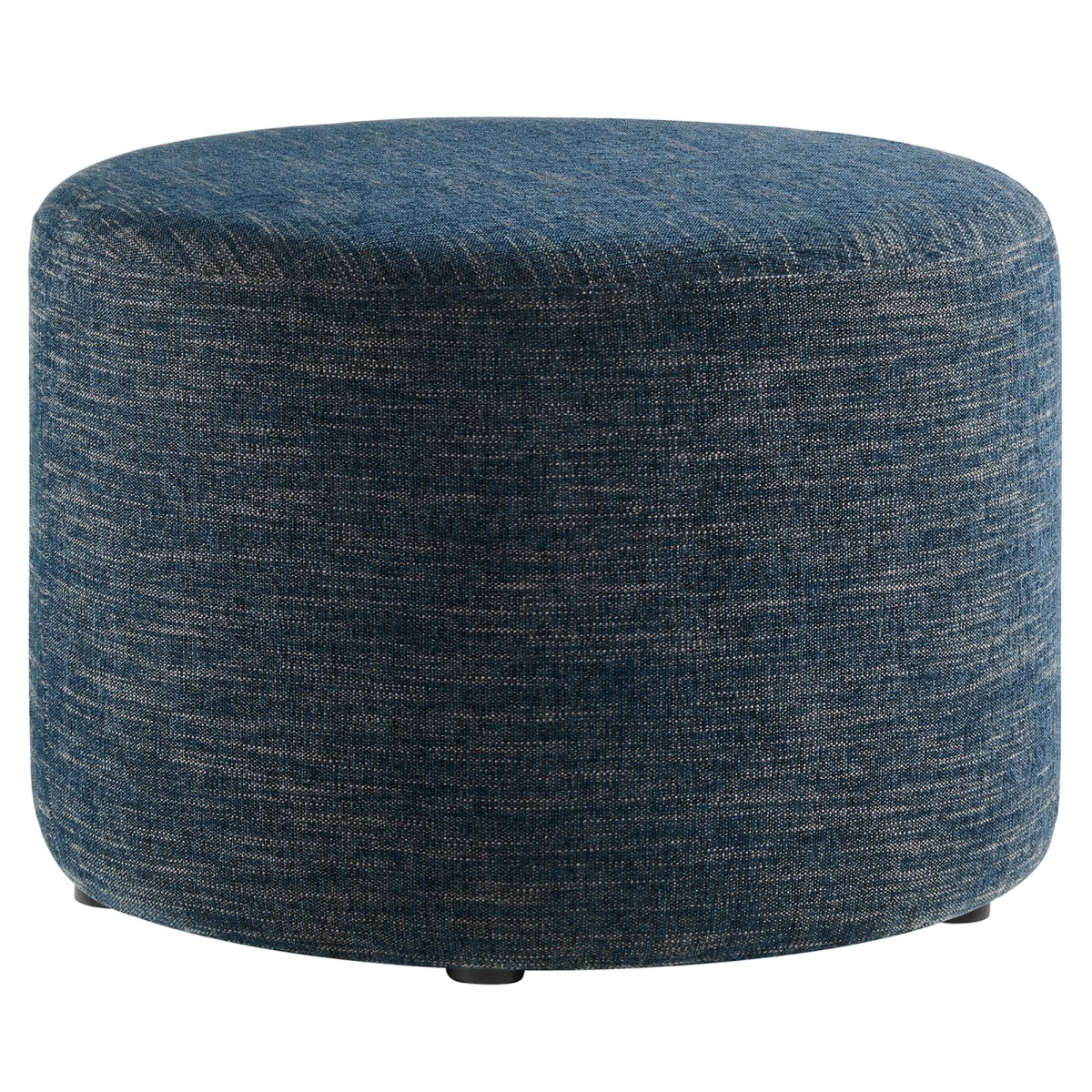 EEI-6645-HEA 23 in. Callum Round Woven Fabric Upholstered Ottoman, Heathered Weave Azure - Large
