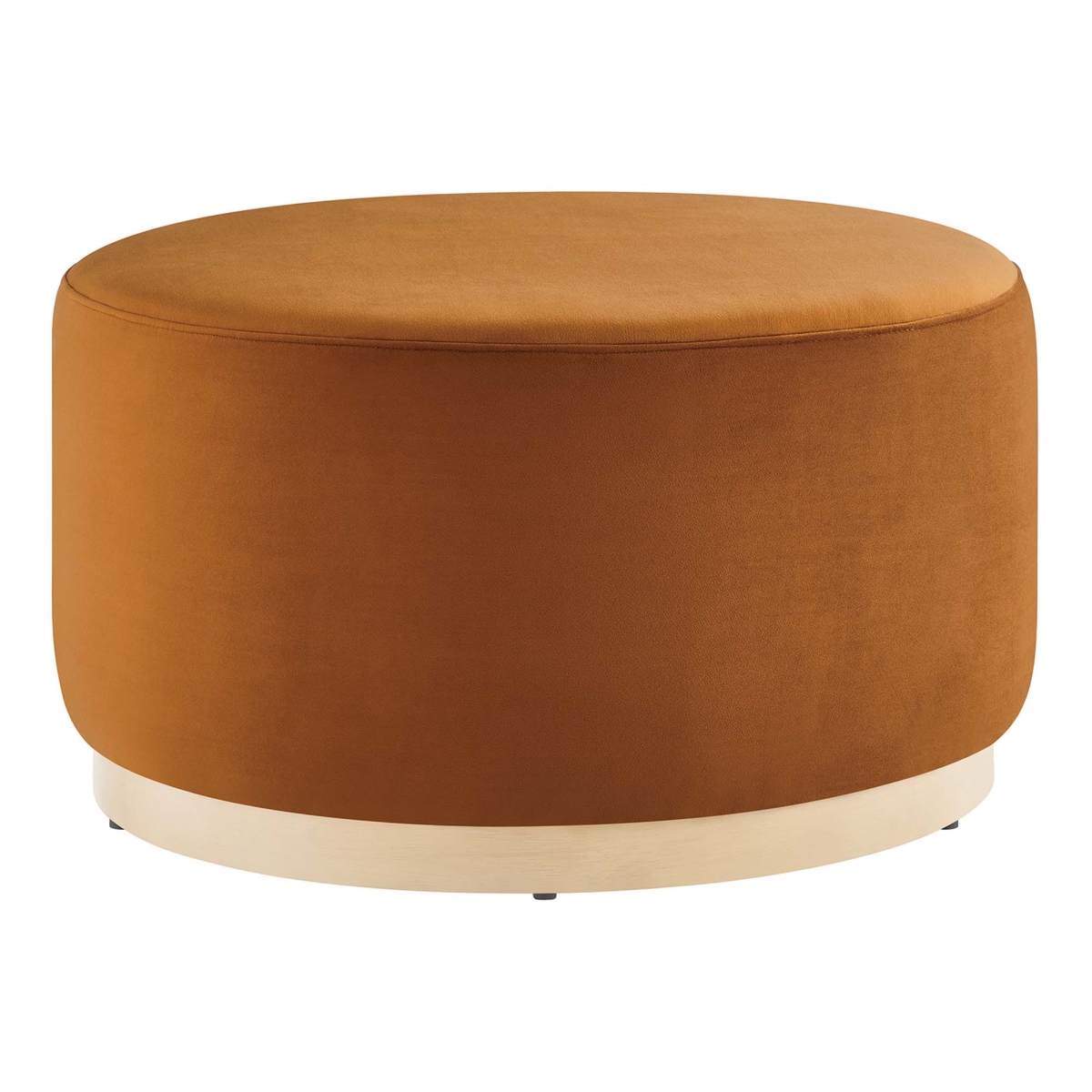 EEI-6648-RUS-NAT 29 in. Tilden Round Performance Velvet Upholstered Ottoman, Rust Natural - Large