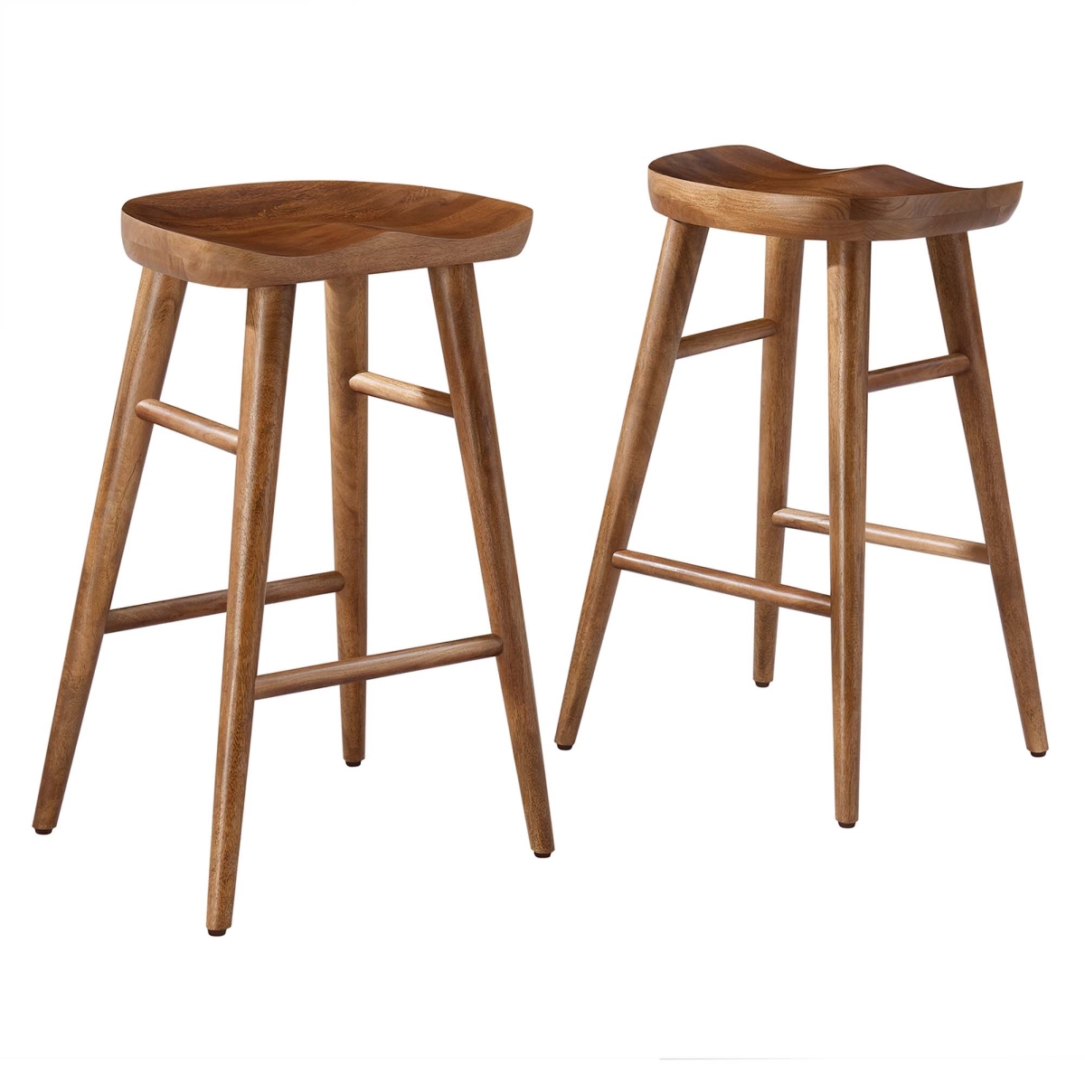EEI-6739-WAL Saville Backless Wood Counter Stools, Walnut - Set of 2