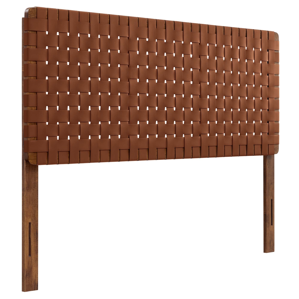 MOD-7125-WAL-BRN Sparta Vegan Leather Weave Headboard, Walnut Brown - Queen Size