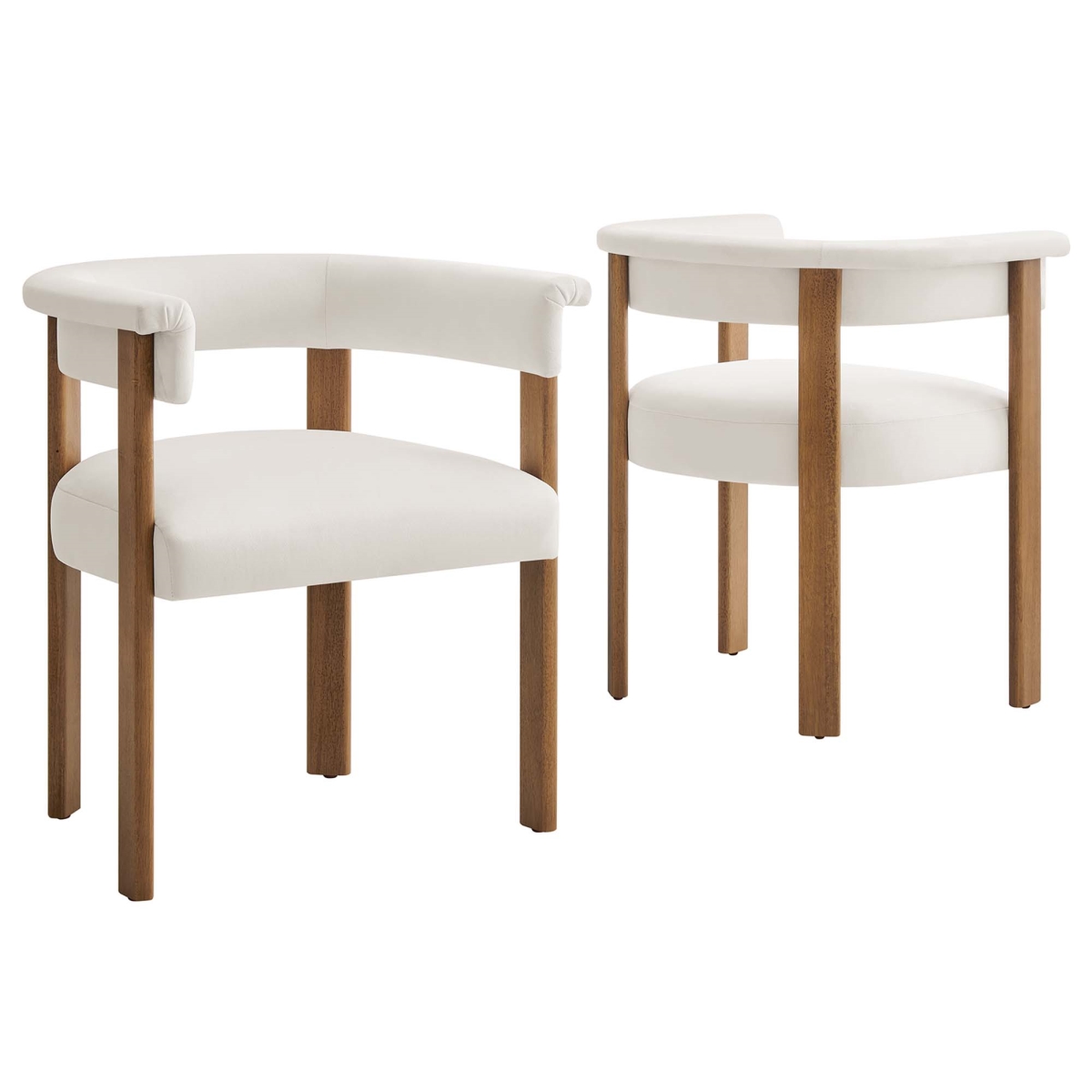 EEI-6775-ALA-DBR Imogen Performance Velvet Barrel Dining Chairs, Alabaster Deep Brown - Set of 2