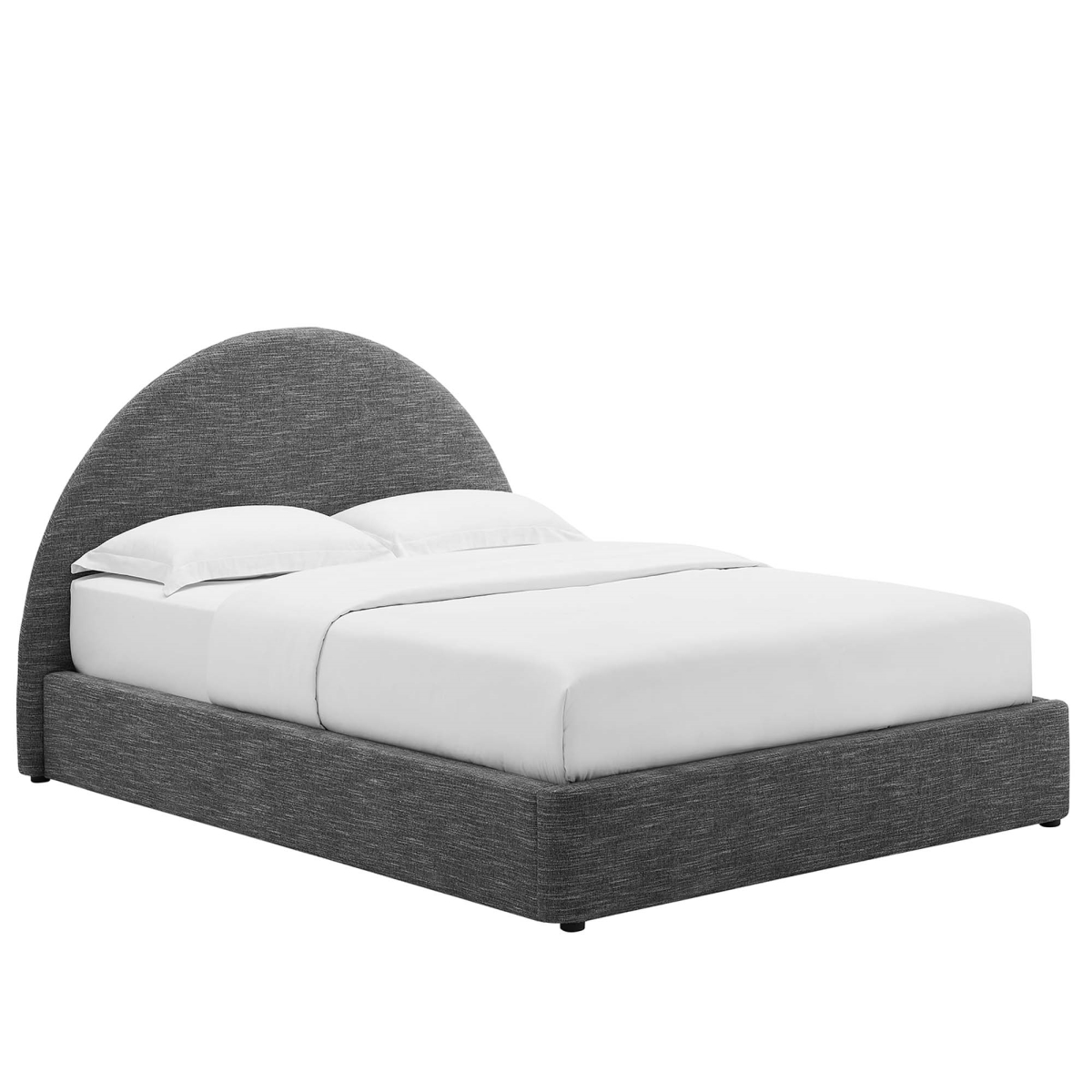 MOD-7130-HSL Resort Upholstered Round Platform Bed, Heathered Weave Slate - Full Size