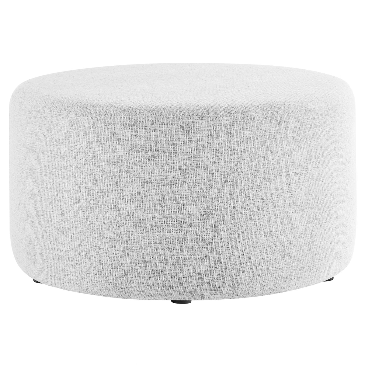 EEI-6647-HLG 29 in. Callum Round Upholstered Ottoman, Heathered Weave Light Gray - Large