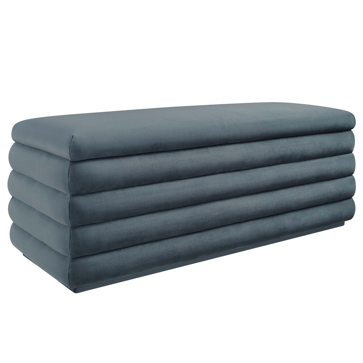 EEI-6664-CAB Mezzo Upholstered Performance Velvet Storage Bench, Cadet Blue