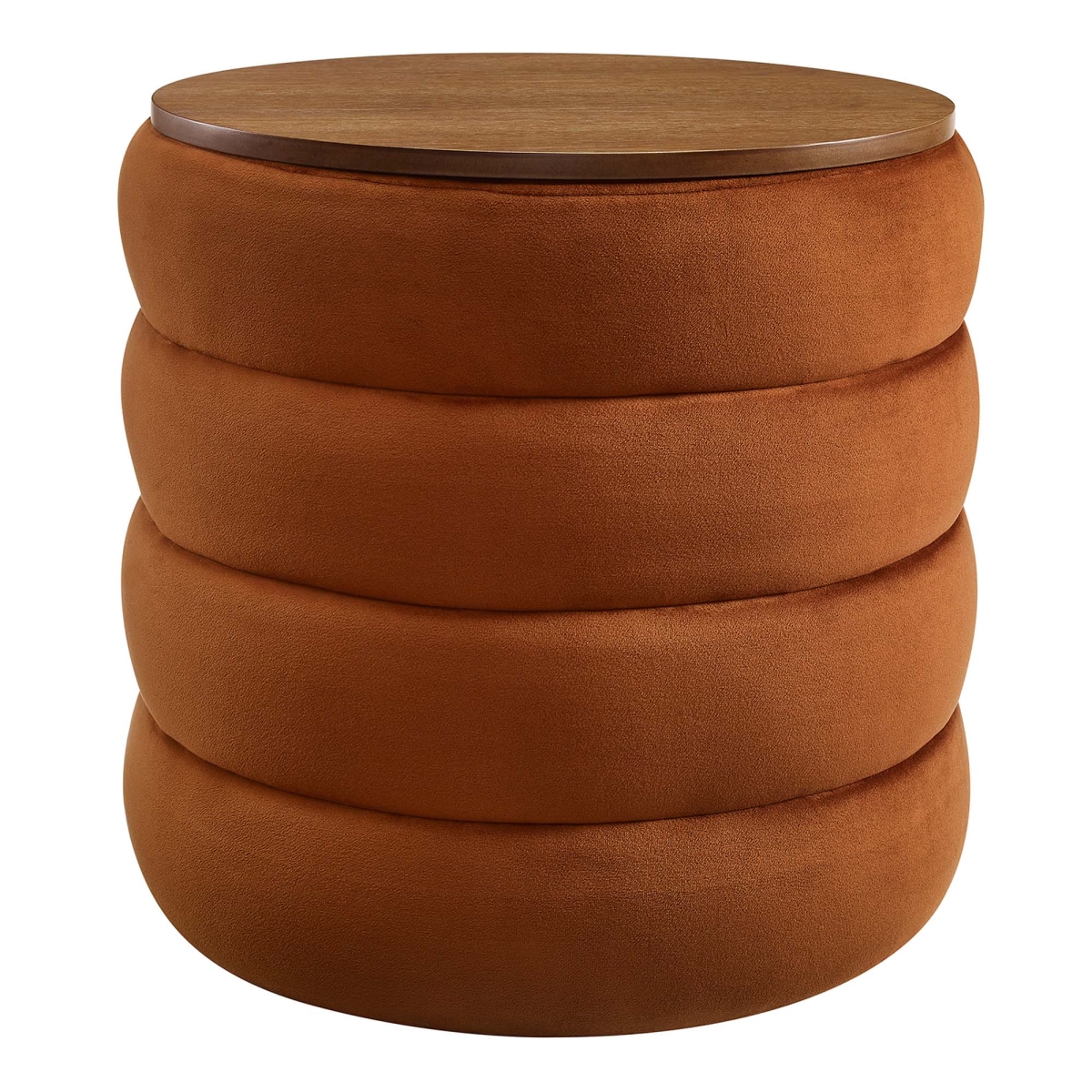 EEI-6684-RUS Mezzo Round Performance Velvet Storage Ottoman, Rust