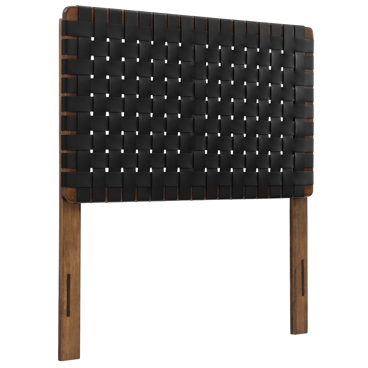 MOD-7121-WAL-BLK Sparta Vegan Leather Weave Headboard, Walnut Black - Twin Size
