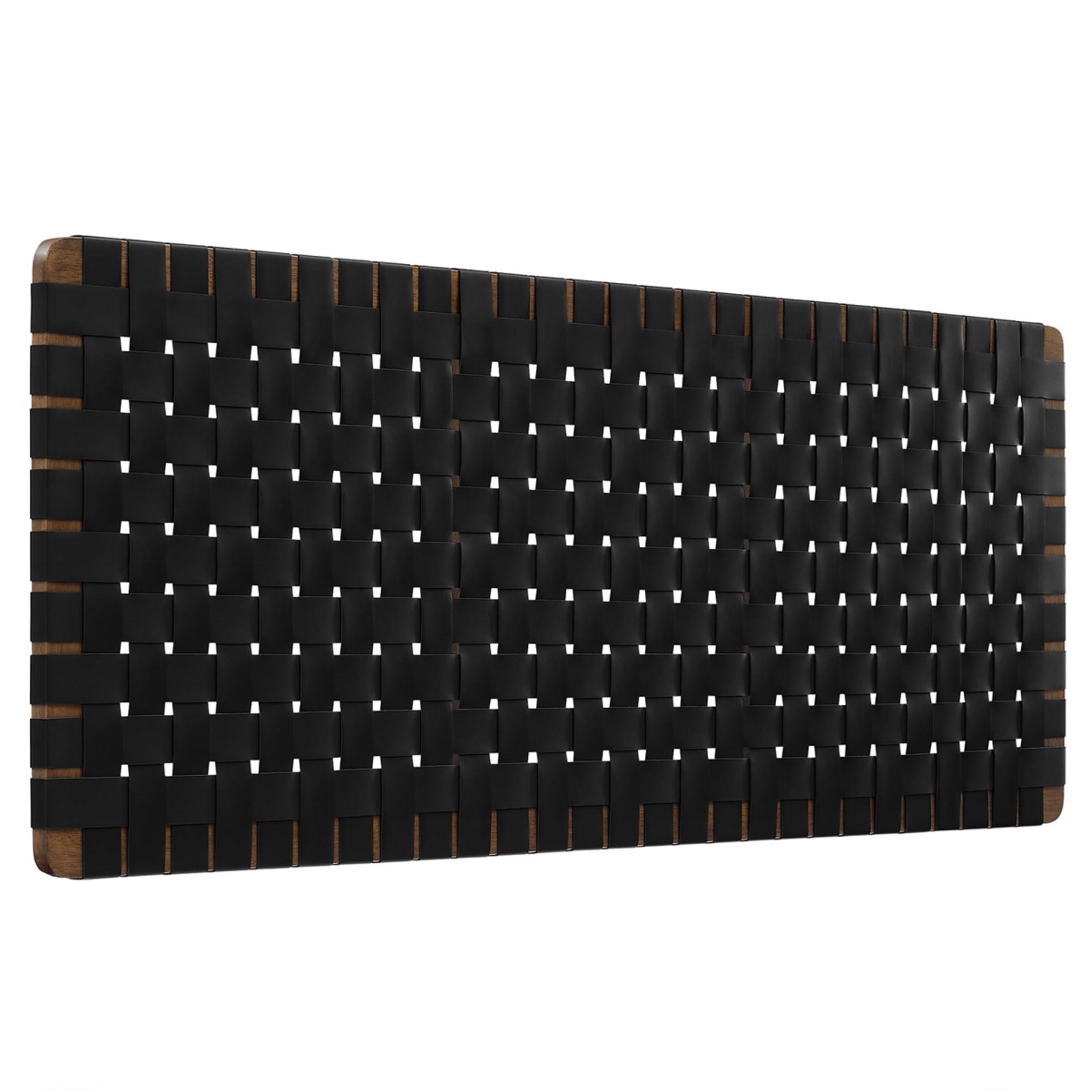 MOD-7124-WAL-BLK Sparta Wall-Mount Vegan Leather Weave Headboard, Walnut Black - Queen Size