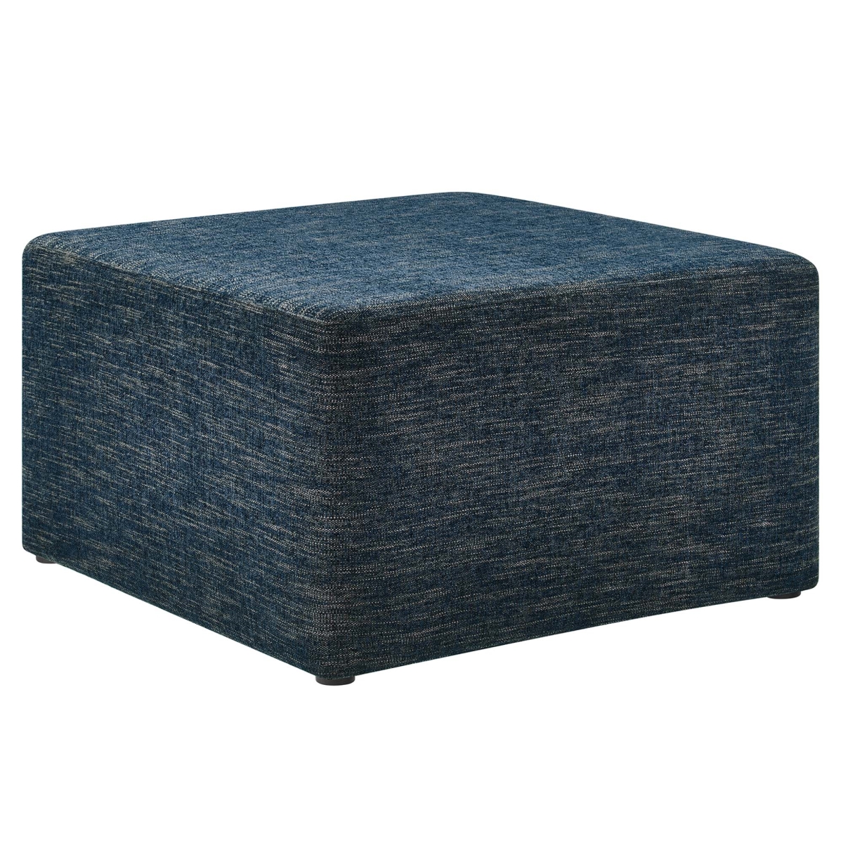 EEI-6642-HEA 28 in. Callum Square Woven Fabric Upholstered Ottoman, Heathered Weave Azure, Large