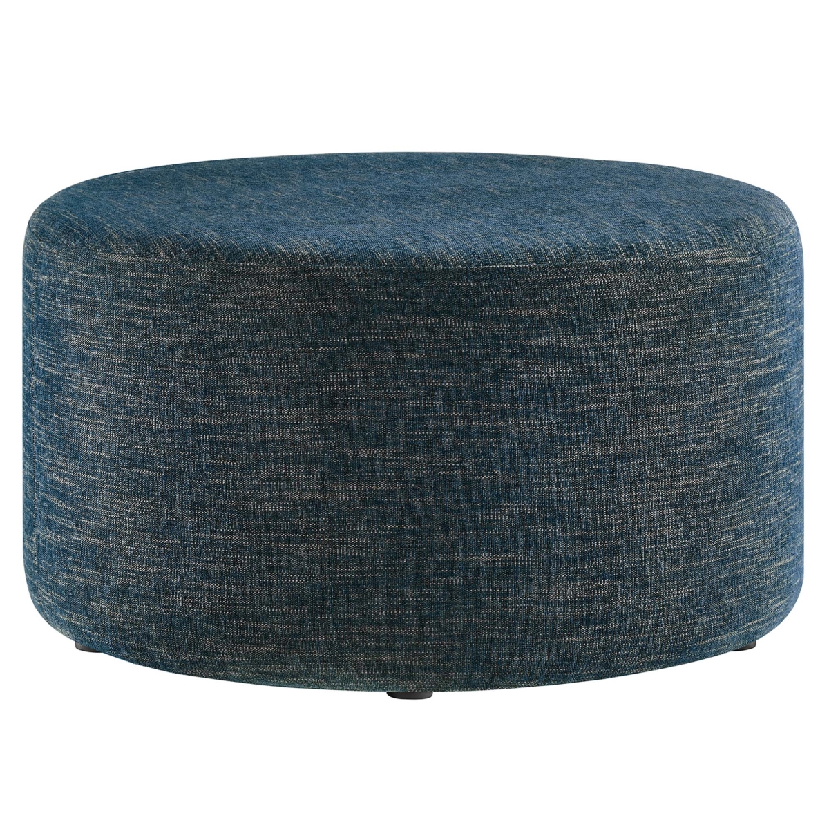 EEI-6647-HEA 29 in. Callum Round Woven Fabric Upholstered Ottoman, Heathered Weave Azure - Large