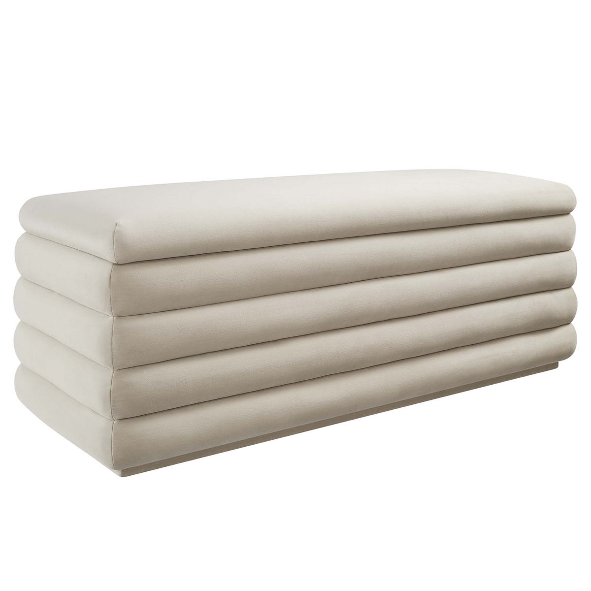 EEI-6664-ALM Mezzo Upholstered Performance Velvet Storage Bench, Almond