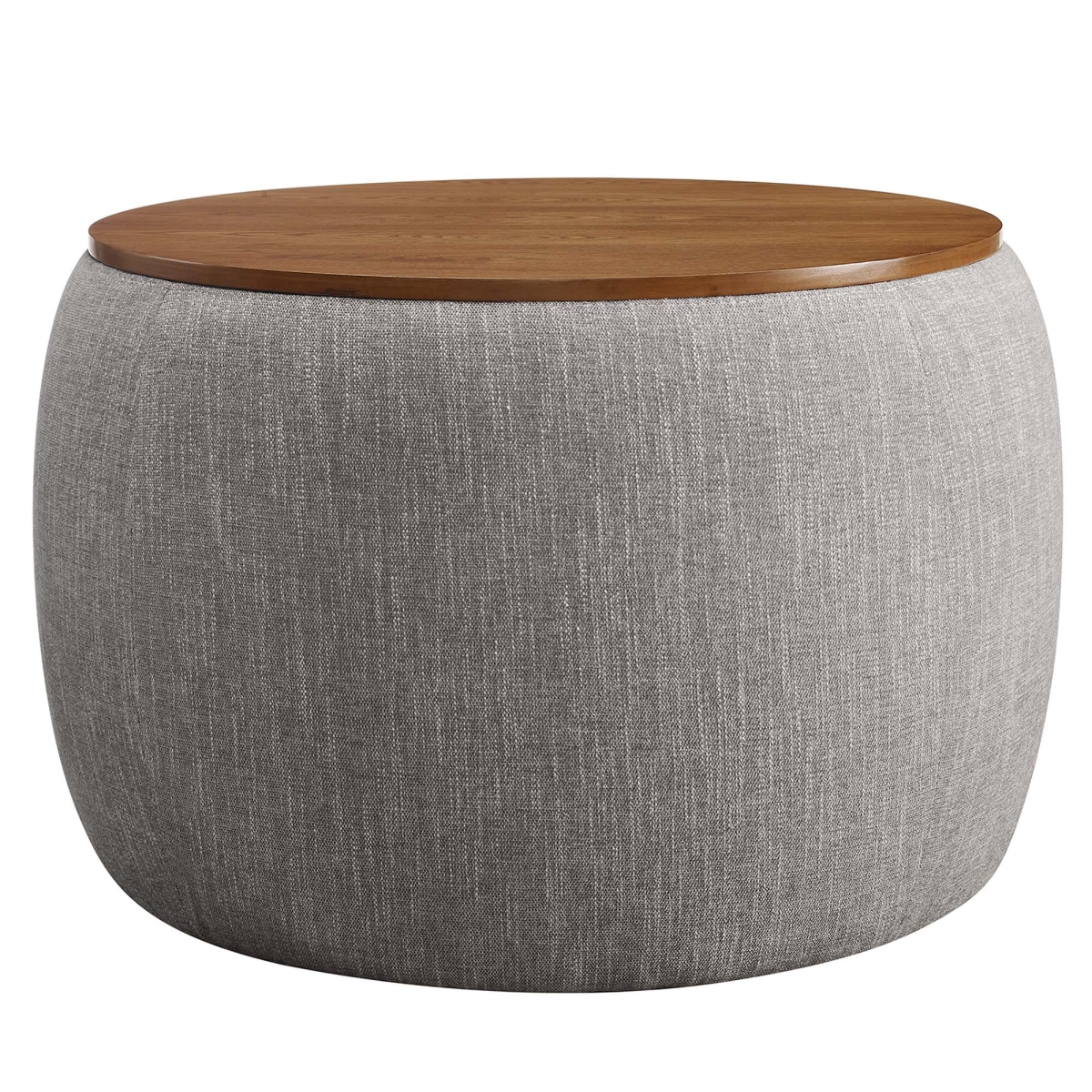 EEI-6688-HEW Perla Woven Fabric Upholstered Storage Ottoman, Heathered Weave Wheat
