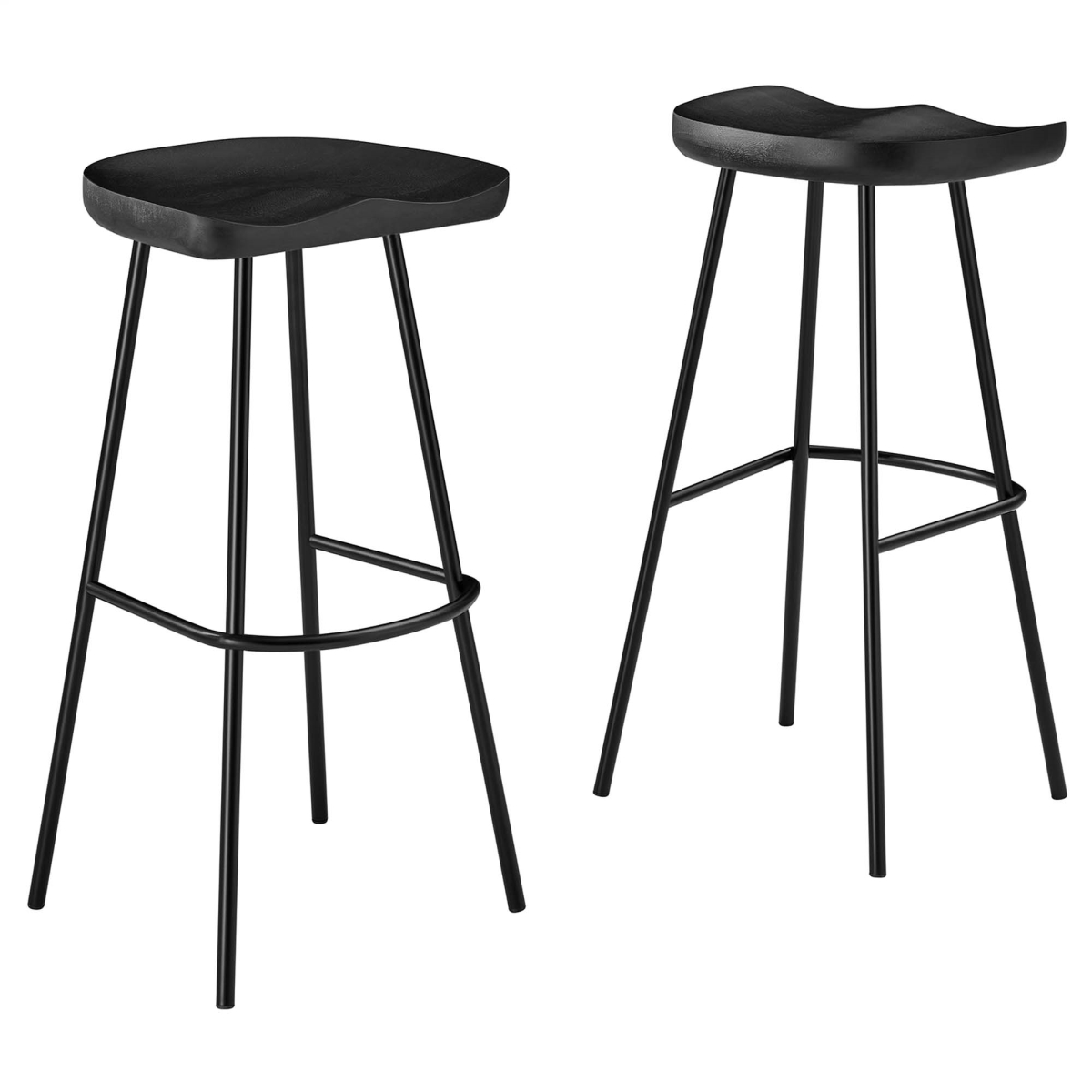 EEI-6742-BLK Concord Backless Wood Bar Stools, Black - Set of 2