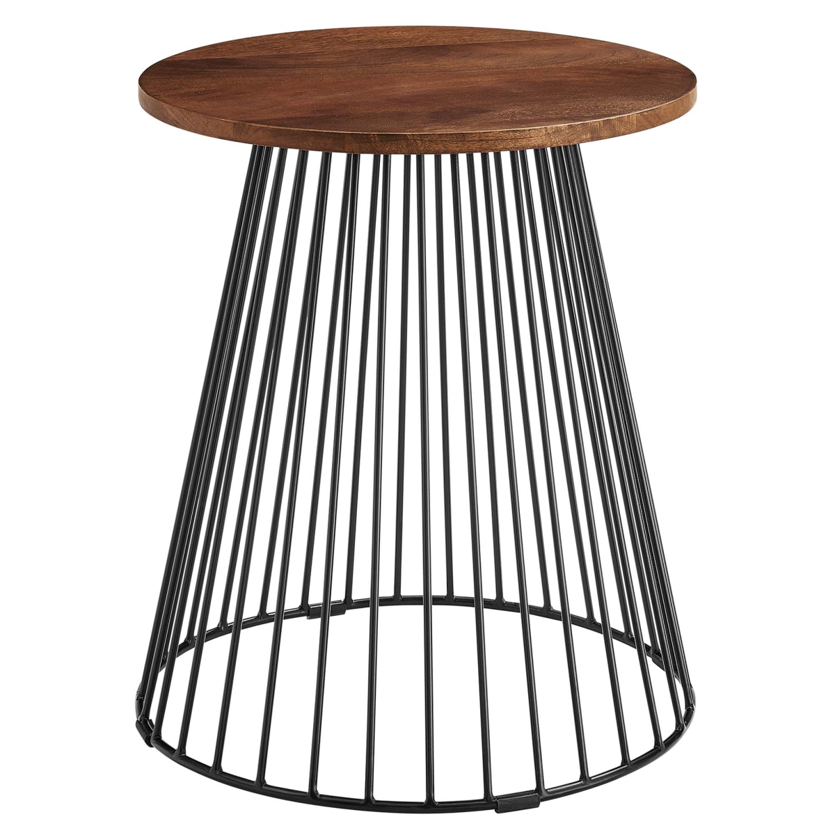 EEI-6831-WAL Valeo Round Wood & Metal Side Table, Walnut