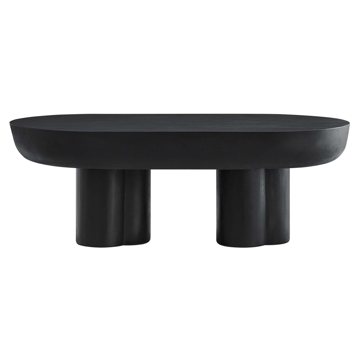 EEI-6763-BLK Caspian Oval Concrete Coffee Table, Black