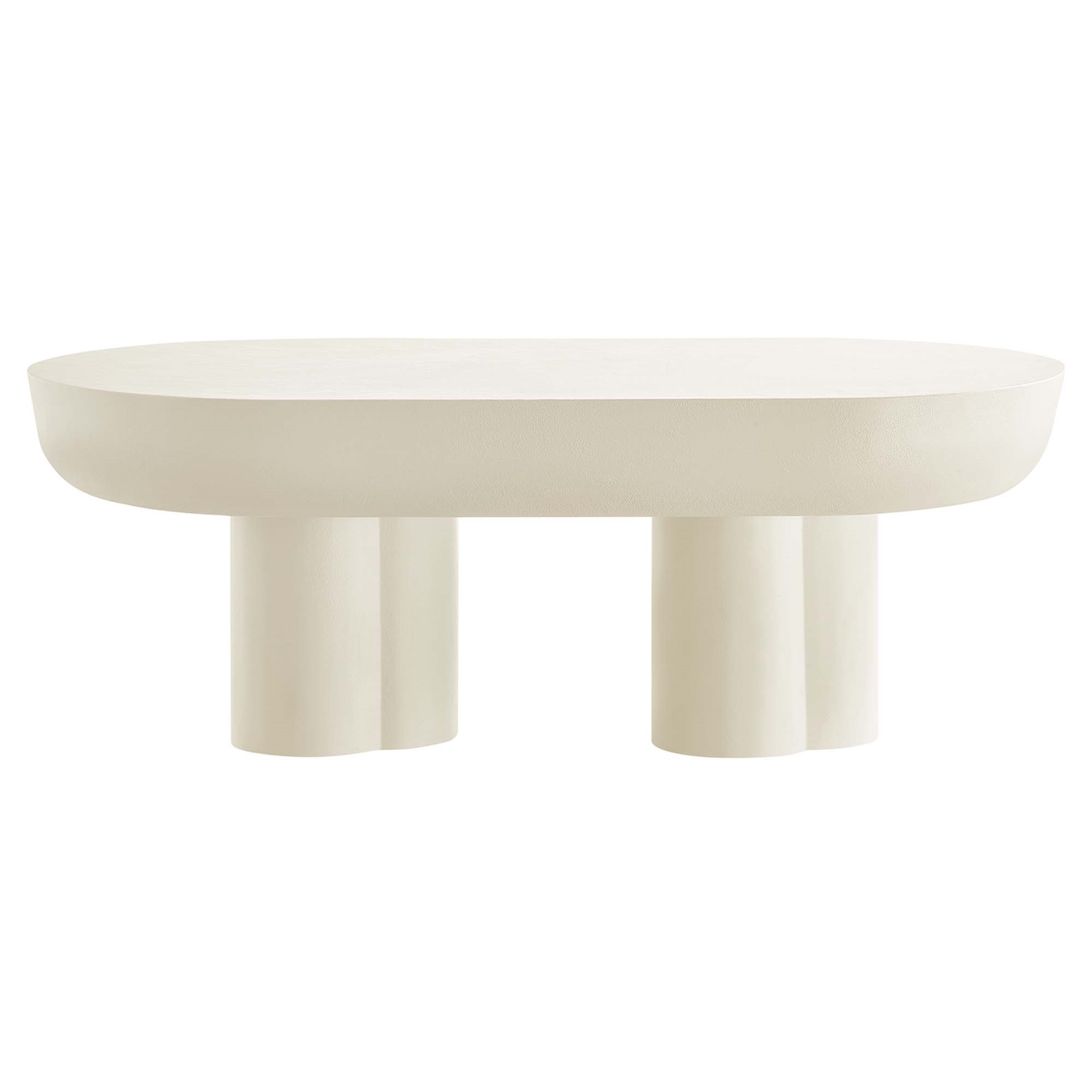 EEI-6763-WHI Caspian Oval Concrete Coffee Table, White