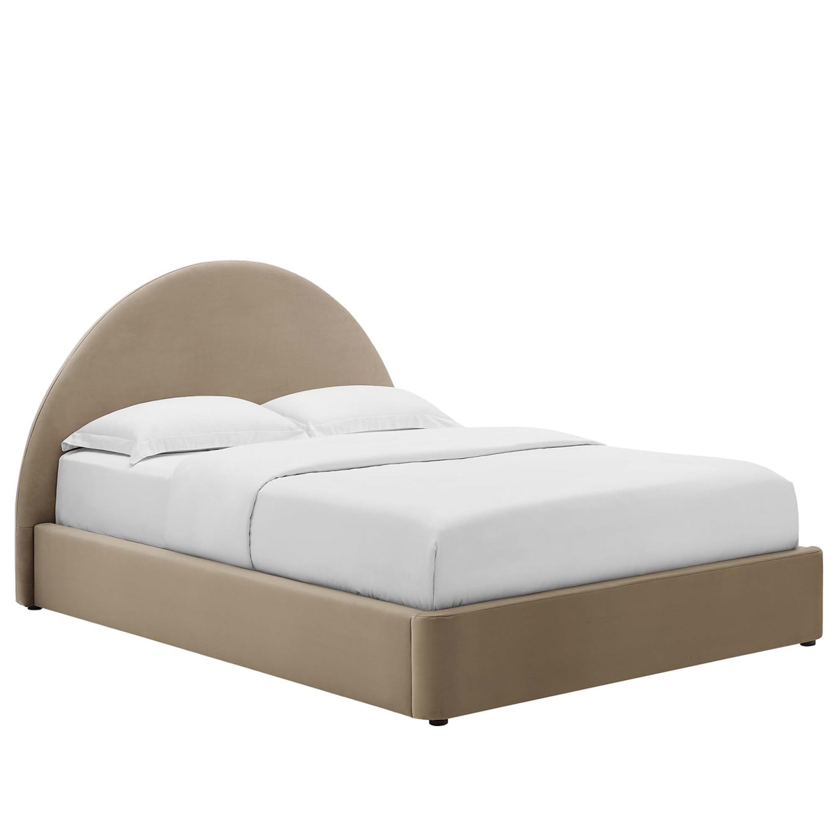 MOD-7131-TAU Resort Performance Velvet Arched Round Platform Bed, Taupe - Full Size
