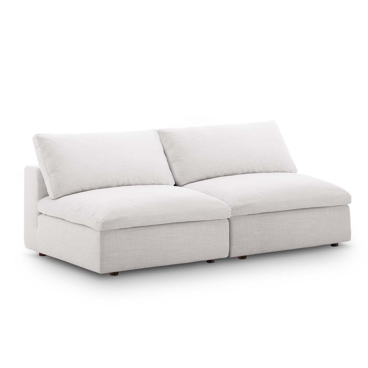 EEI-7042-BEI Commix Down Filled Overstuffed Armless Sectional Loveseat, White - 2 Piece