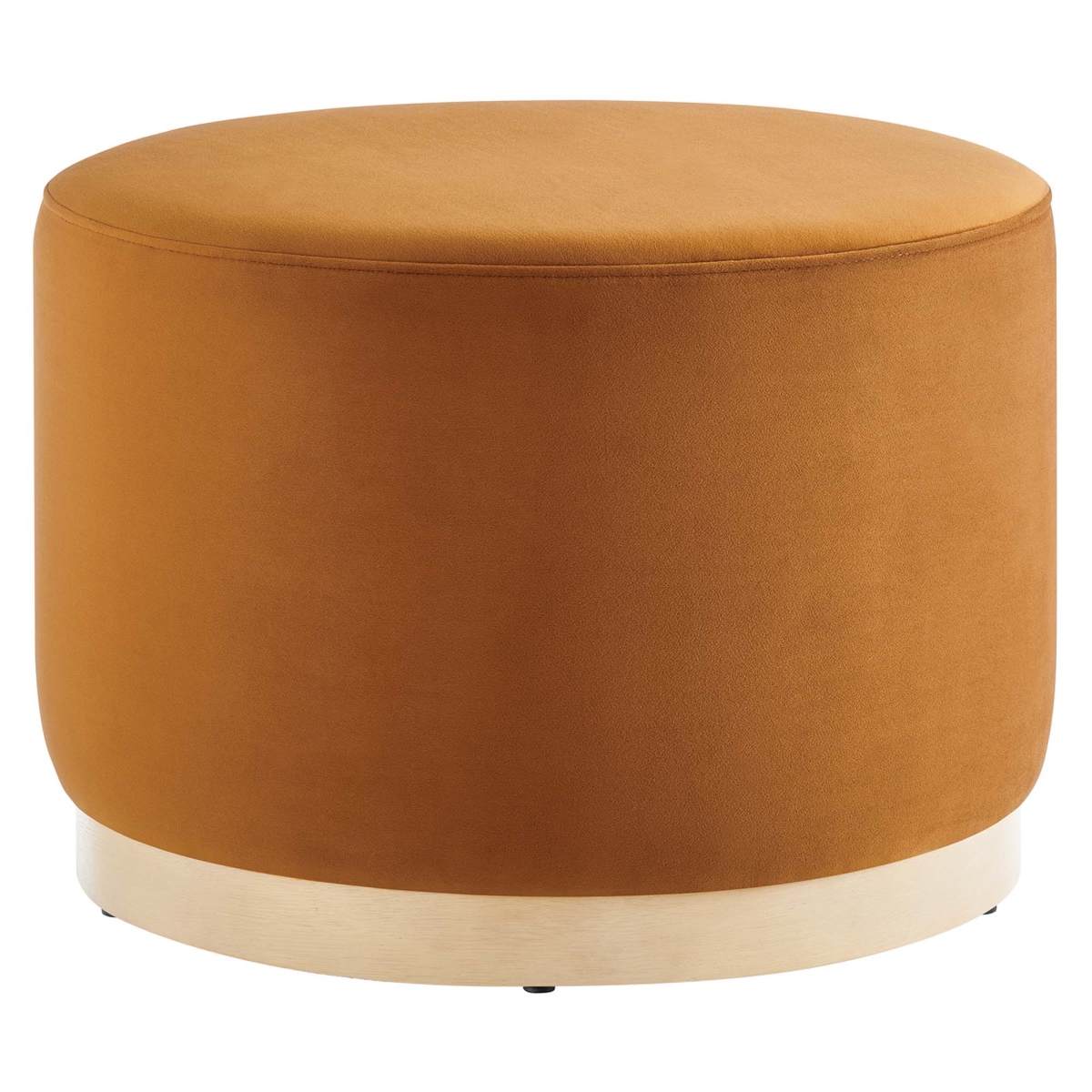 EEI-6646-RUS-NAT 23 in. Tilden Round Performance Velvet Upholstered Ottoman, Rust Natural - Large