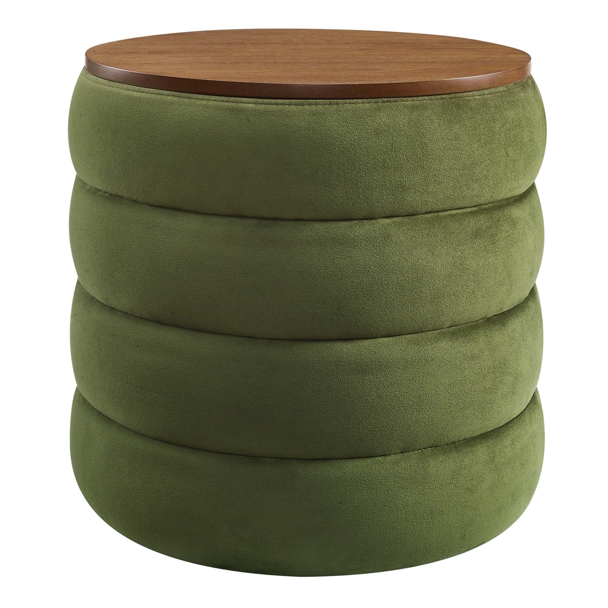 EEI-6684-MOG Mezzo Round Performance Velvet Storage Ottoman, Moss Green