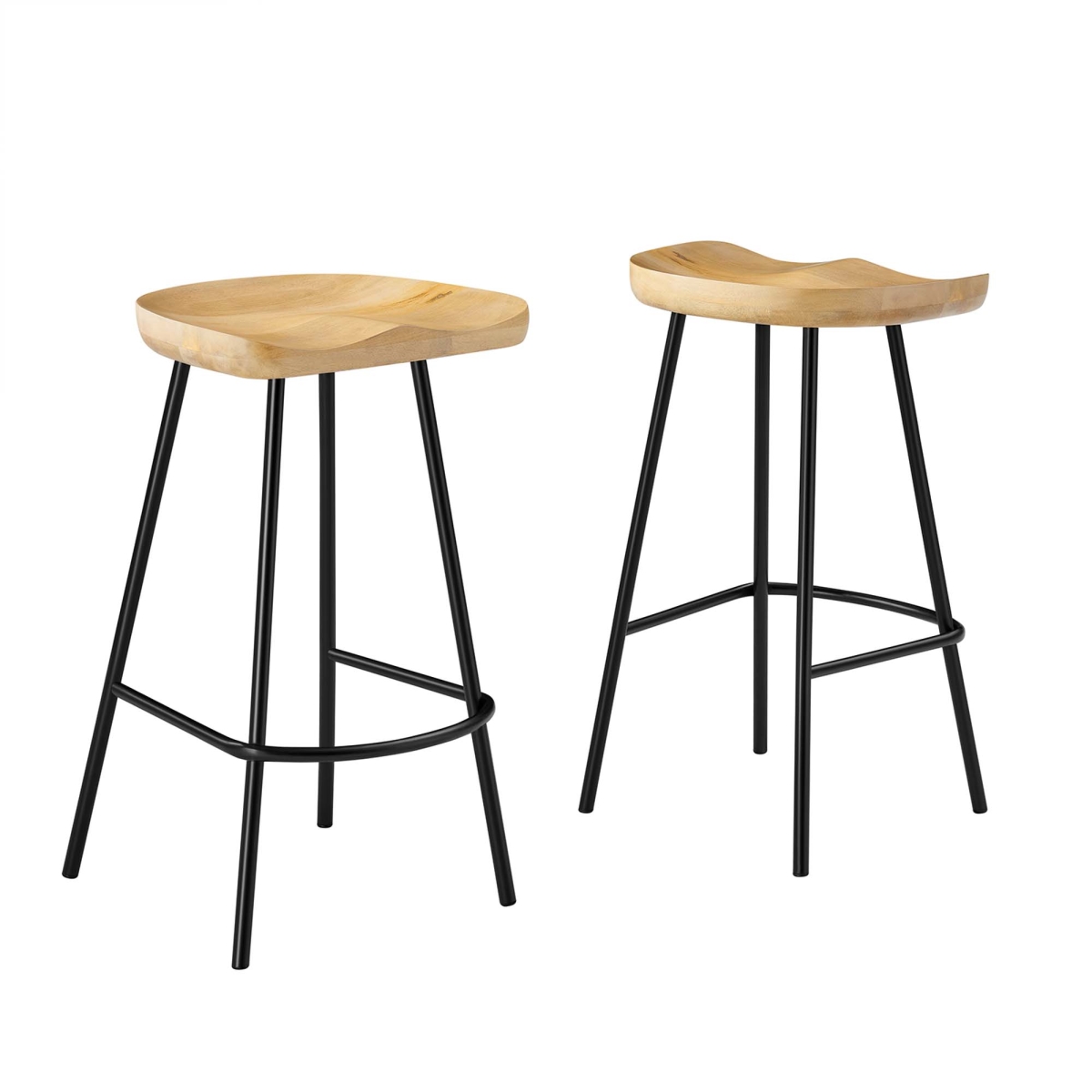 EEI-6741-OAK Concord Backless Wood Counter Stools, Oak - Set of 2