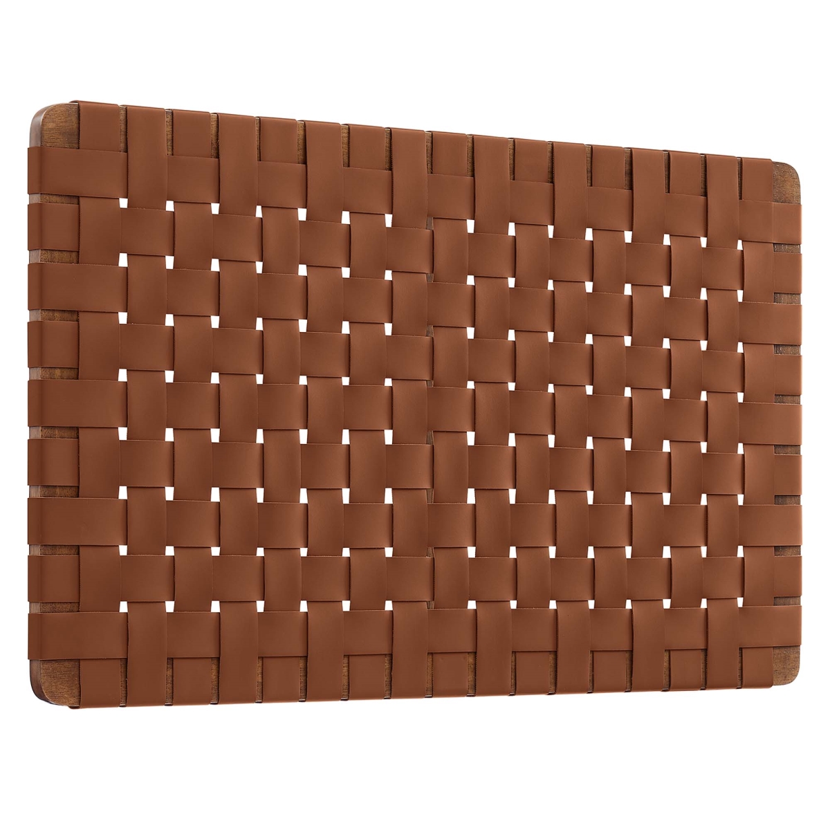 MOD-7120-WAL-BRN Sparta Wall Mount Vegan Leather Weave Headboard, Walnut Brown - Twin Size