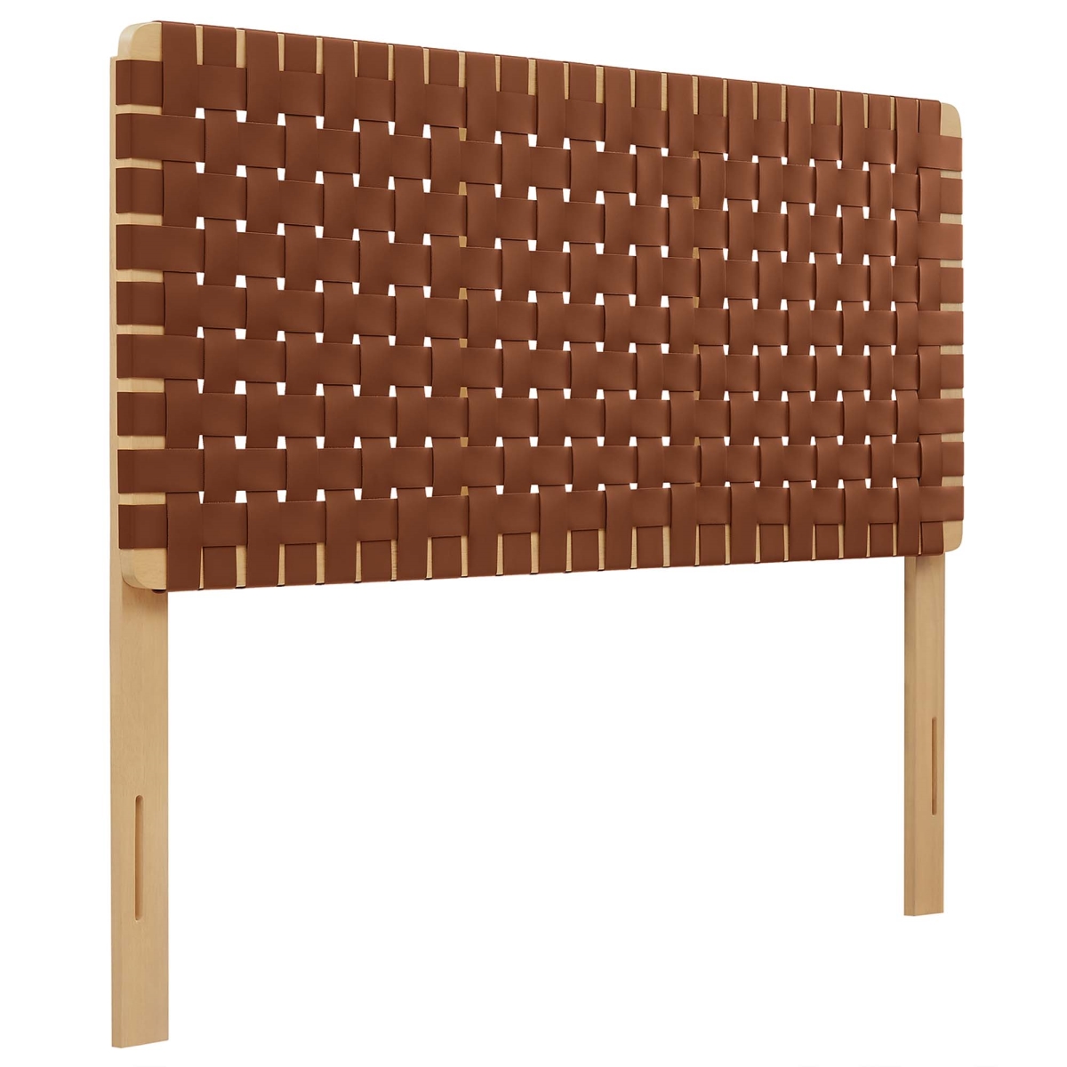 MOD-7123-NAT-BRN Sparta Vegan Leather Weave Headboard, Natural Brown - Full Size