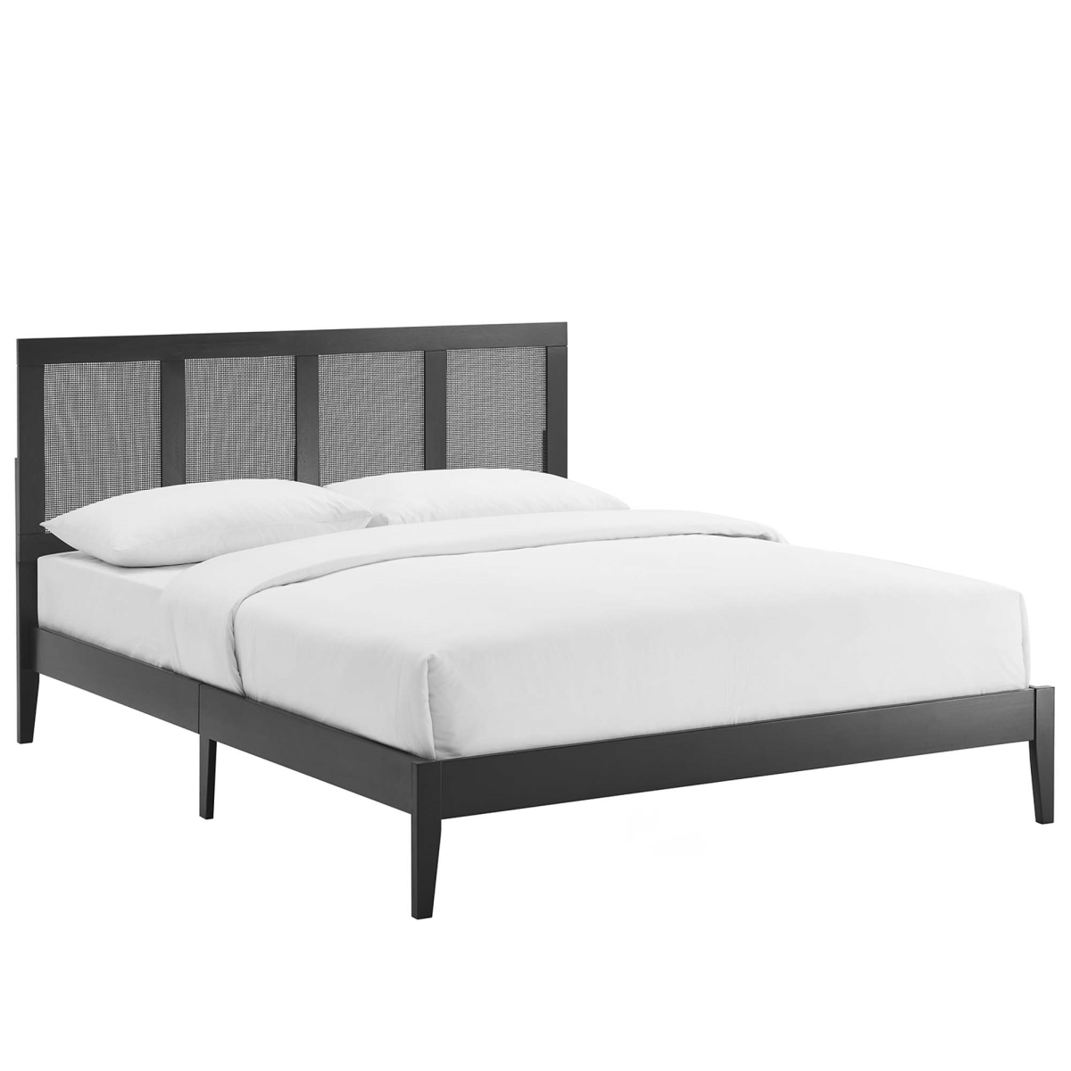 MOD-7155-BLK Sirocco Rattan & Wood Platform Bed, Black - King Size